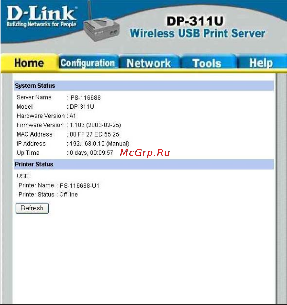 D-Link DP-311U [14/76] System status and printer status