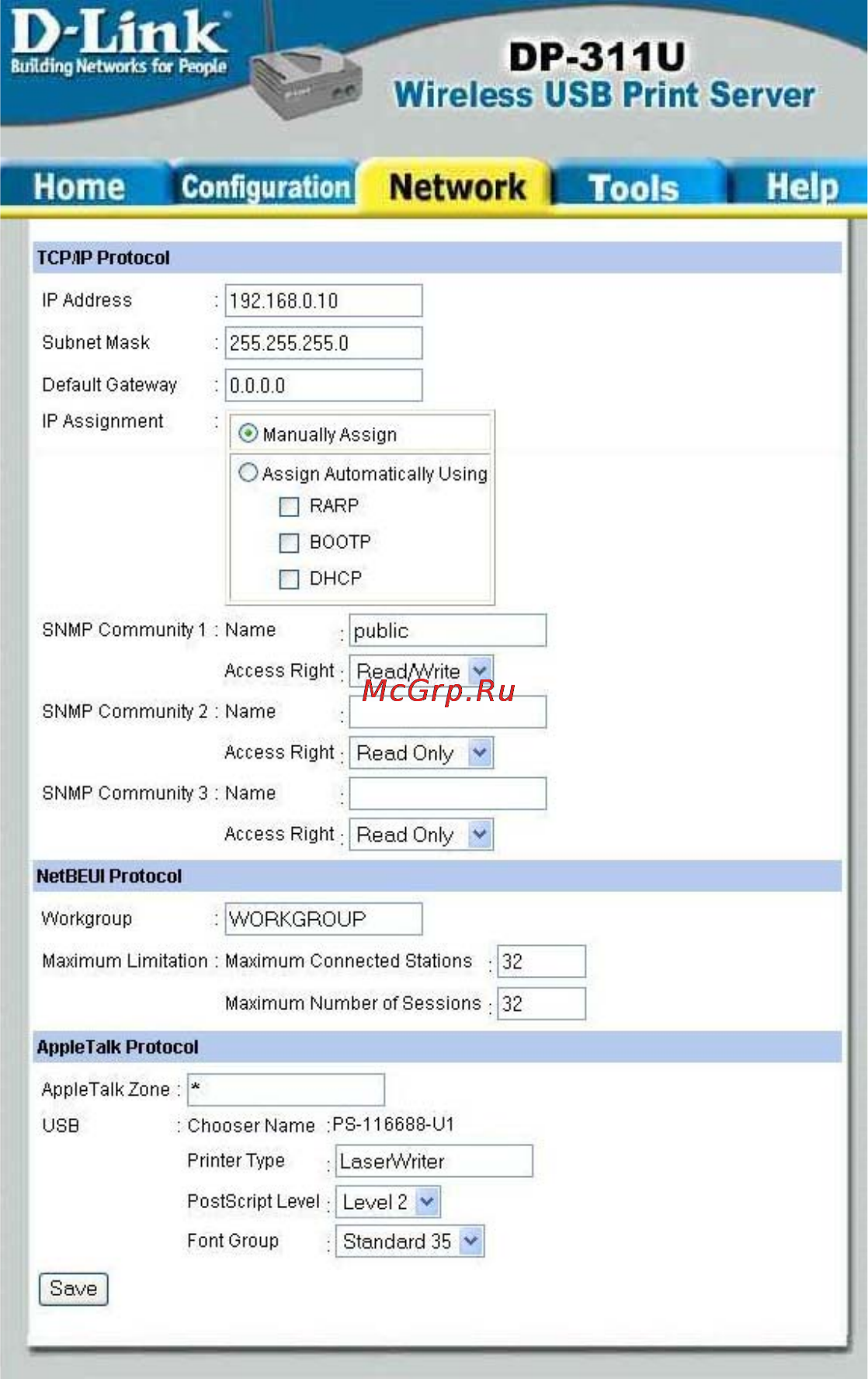 D-Link DP-311U [40/76] Tcp ip printing for windows 98se me continued