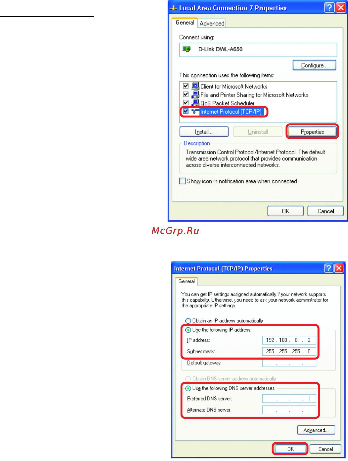 D-Link DP-311U [69/76] Networking basics continued assigning a static ip address in windows xp 2000