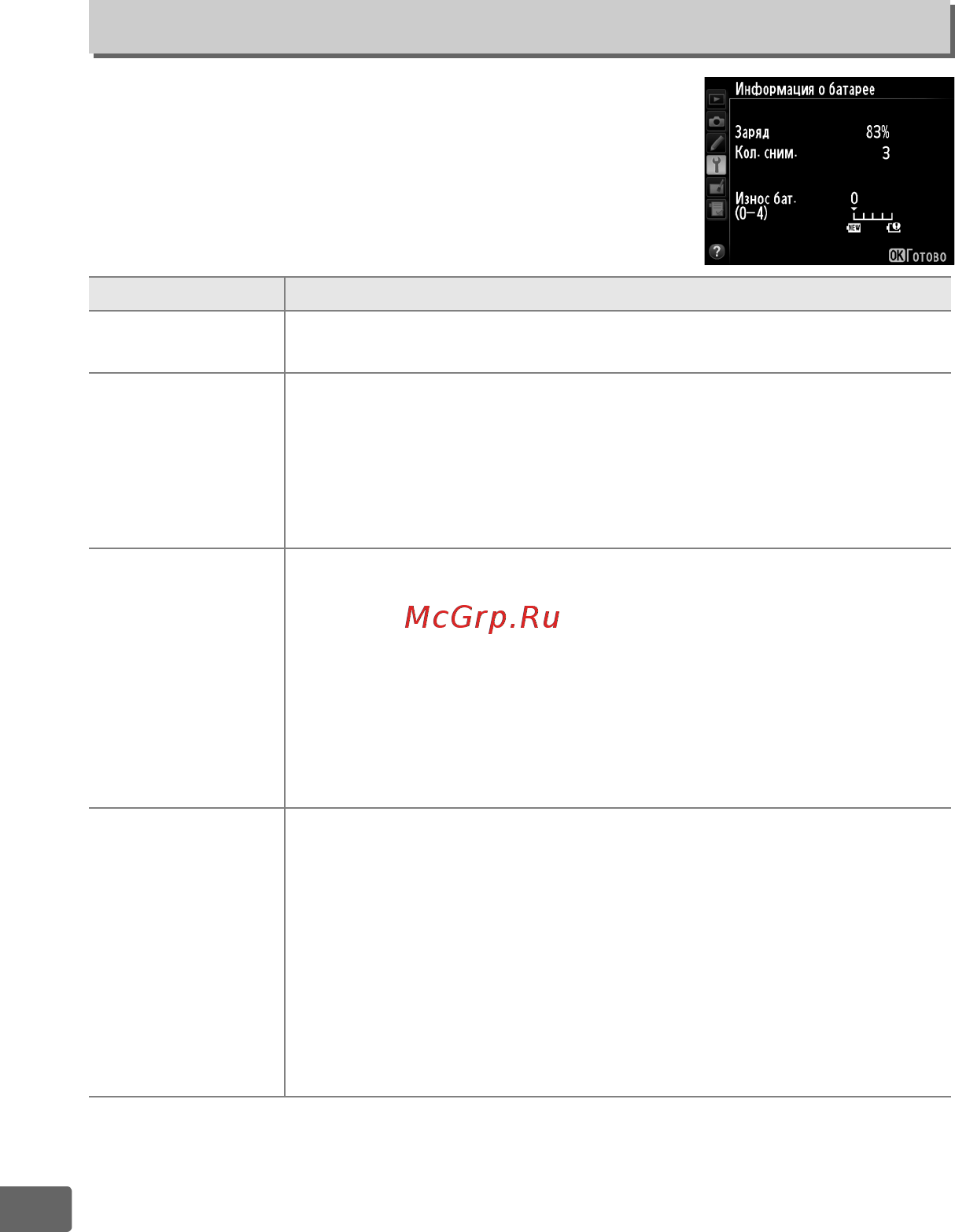 Nikon D800 Body [356/472] Информация о батарее