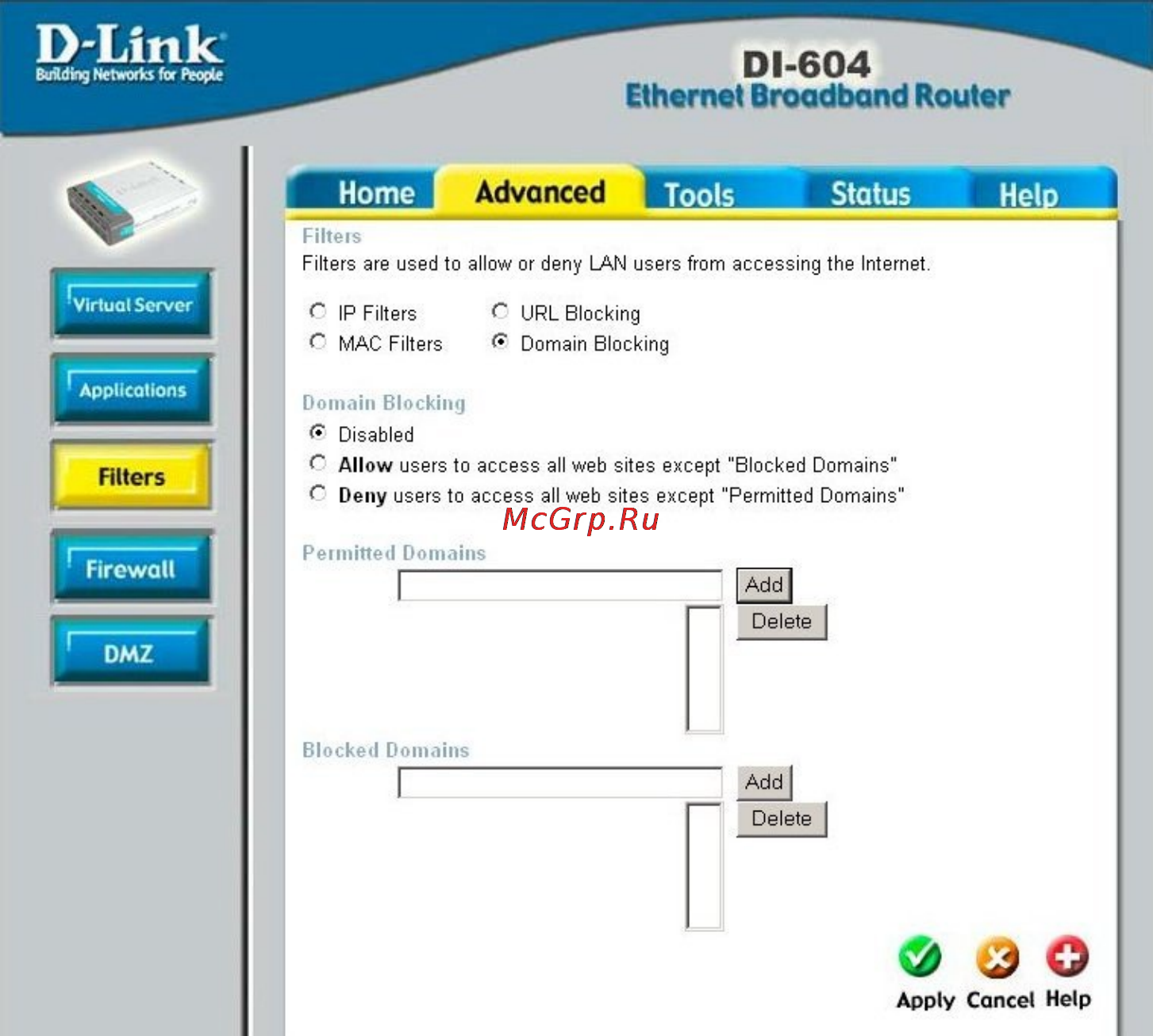 D-Link DI-604 [28/79] Domain blocking