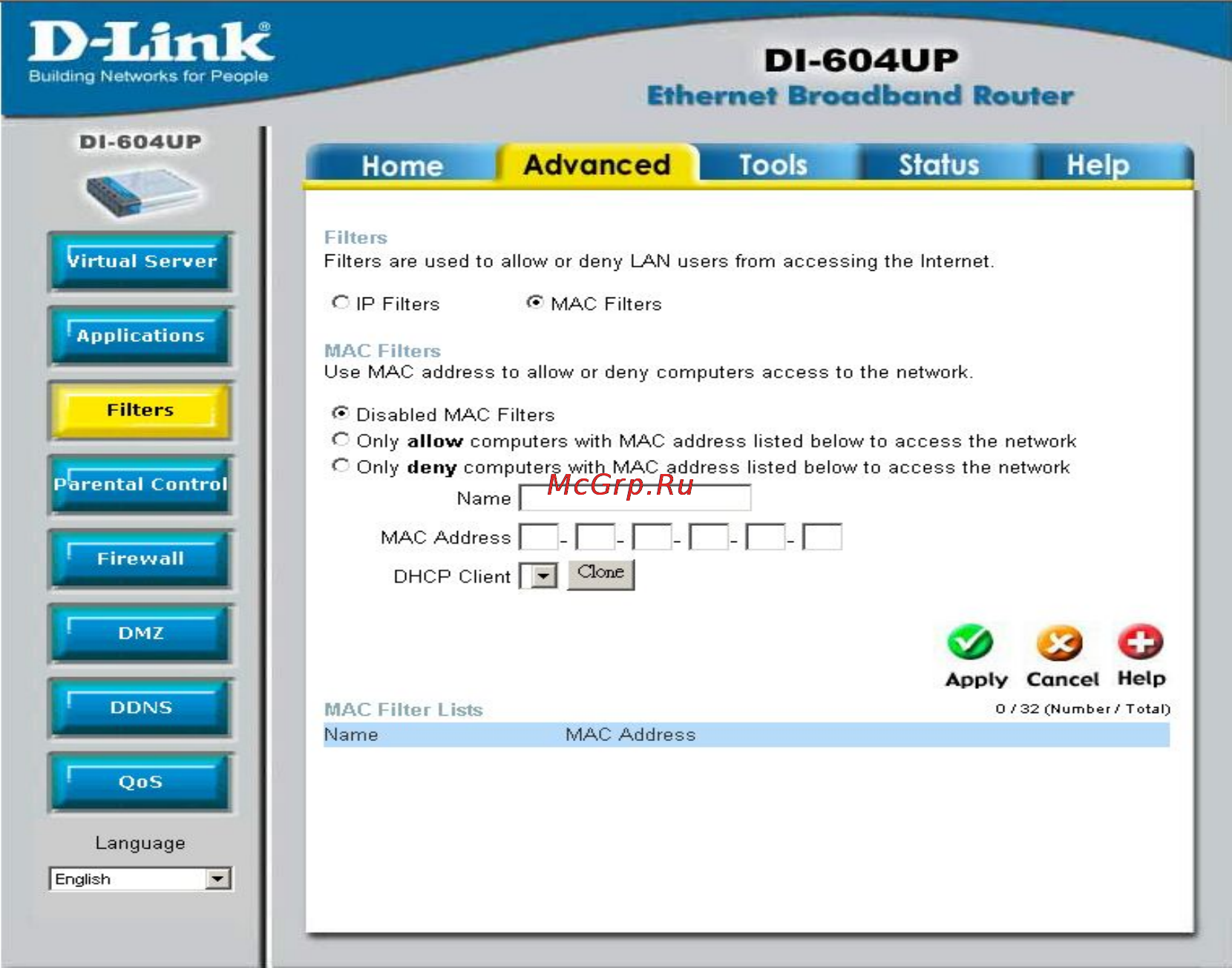 D-Link DI-604UP [26/61] Mac filters