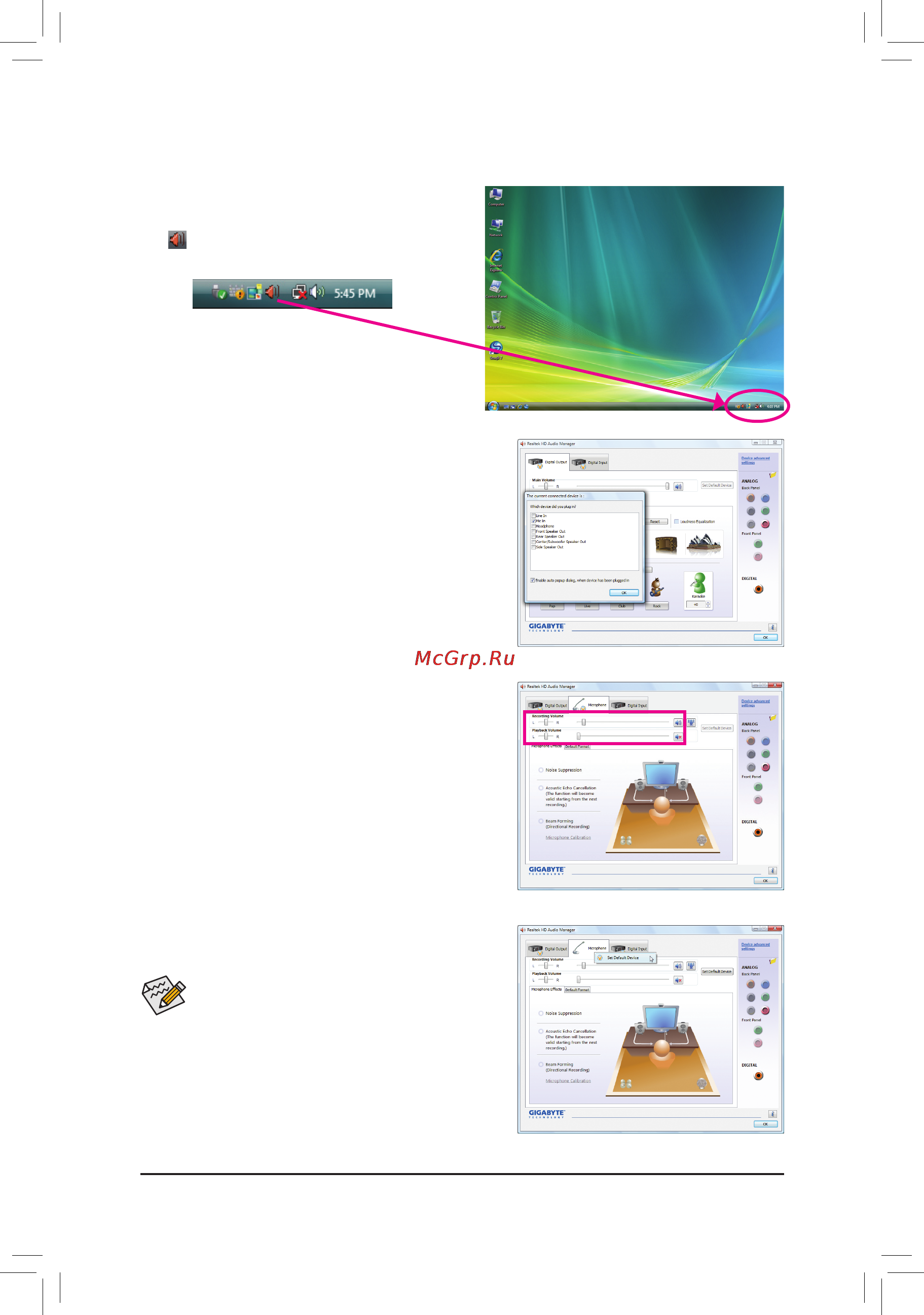 Gigabyte GA-M52LT-D3P (rev.3.0) [79/88] 2 3 configuring microphone recording