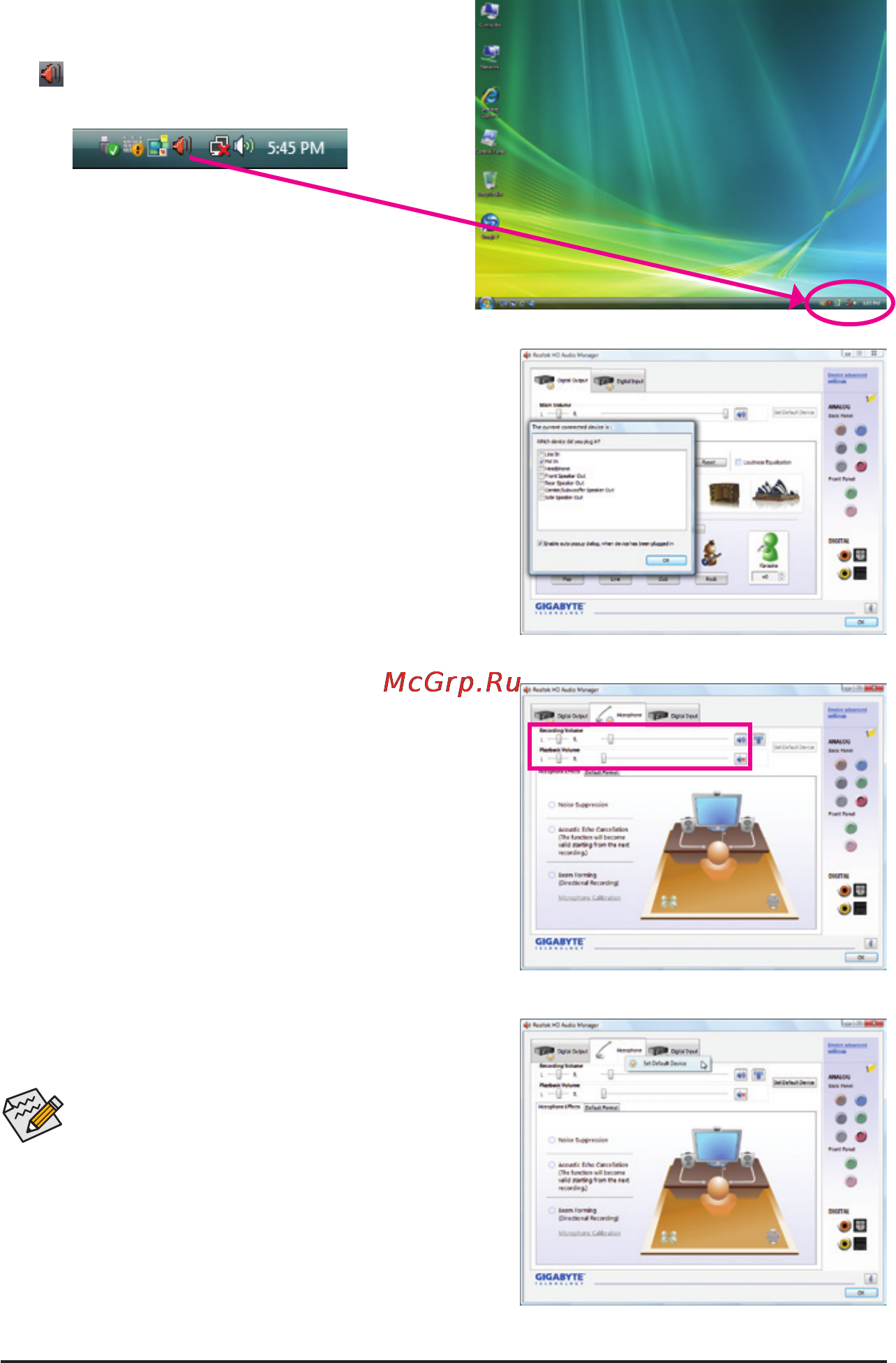 Gigabyte GA-M52LT-D3 (rev.2.3) [79/96] 2 3 configuring microphone recording