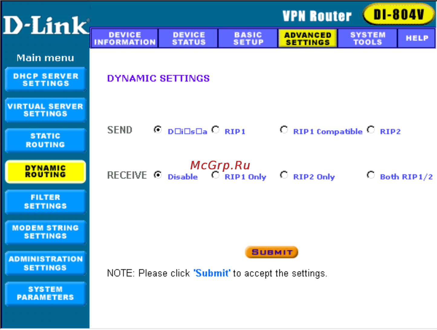 D-Link DI-804V [22/52] Dynamic routing
