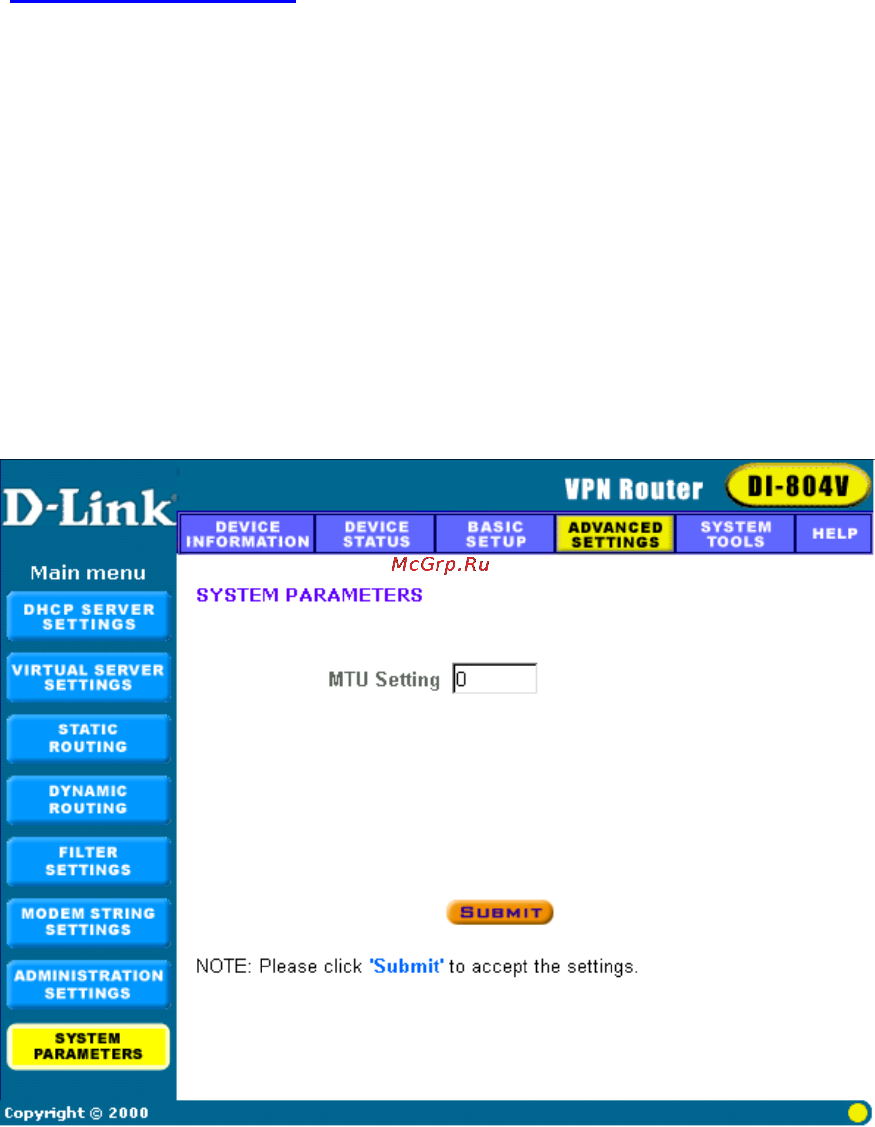 D-Link DI-804V [27/52] System parameters