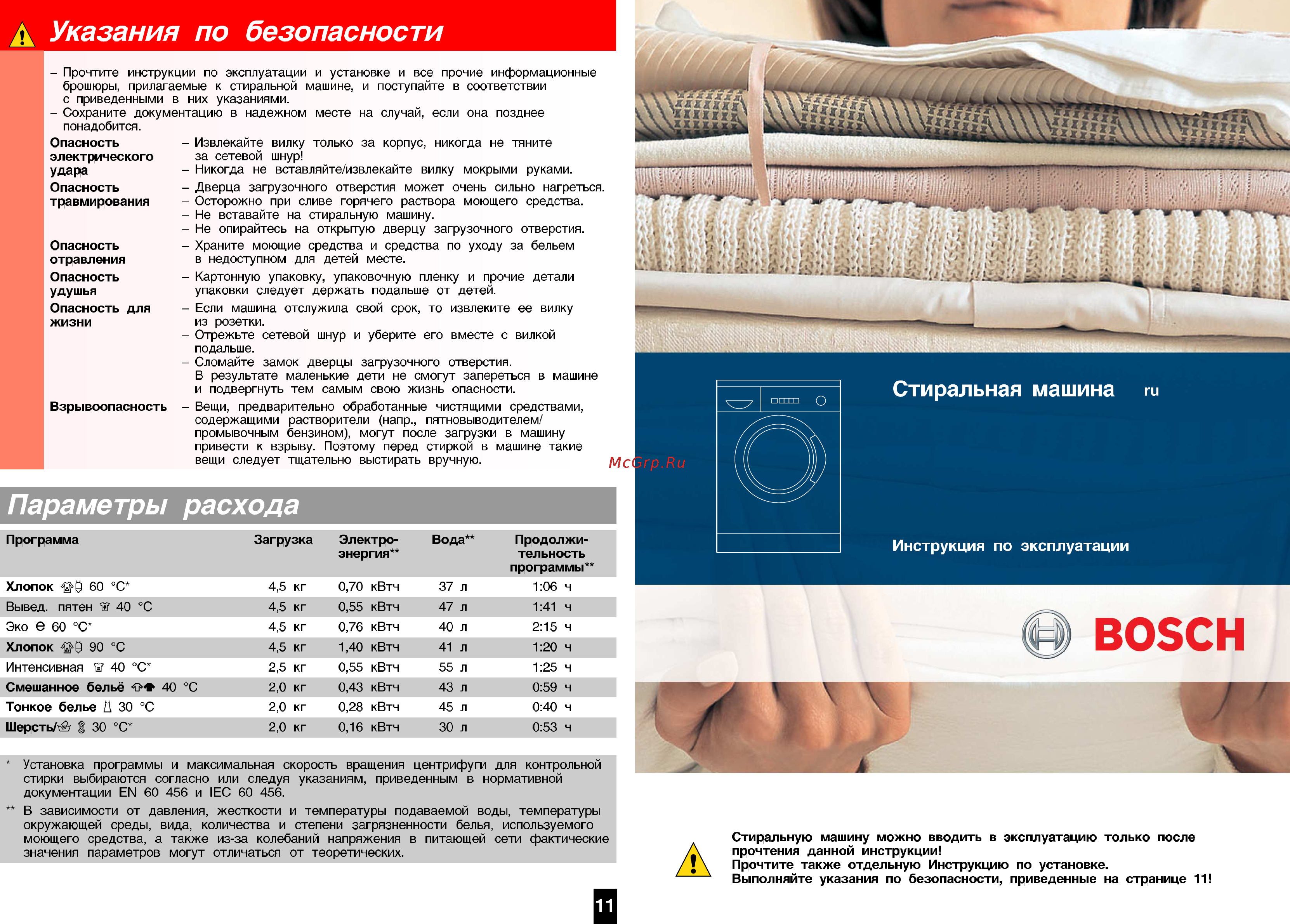 Bosch WLF20260OE [8/8] Параметры расхода