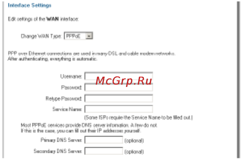 D-Link DFL-1100 [23/151] Параметры интерфейса wan использование pppoe