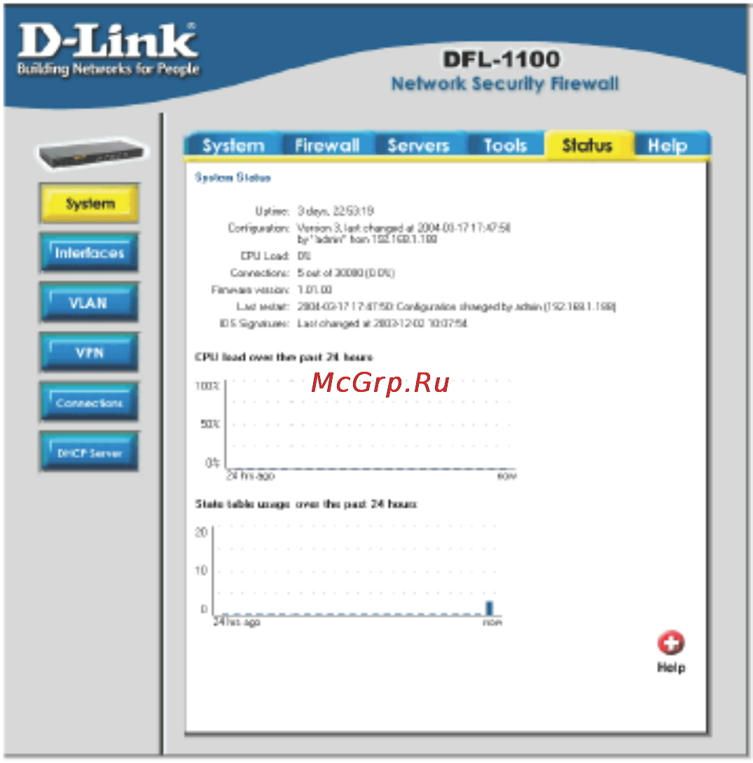 D-Link DFL-1100 [90/151] Меню status состояние