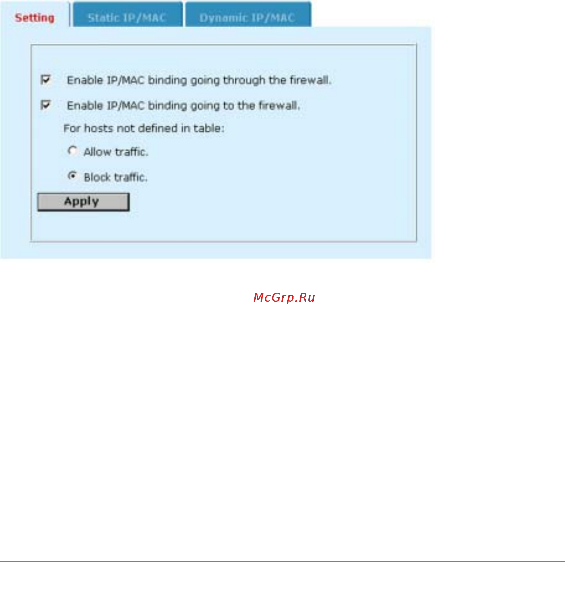 D-Link DFL-1000 [54/168] Enabling ip mac binding