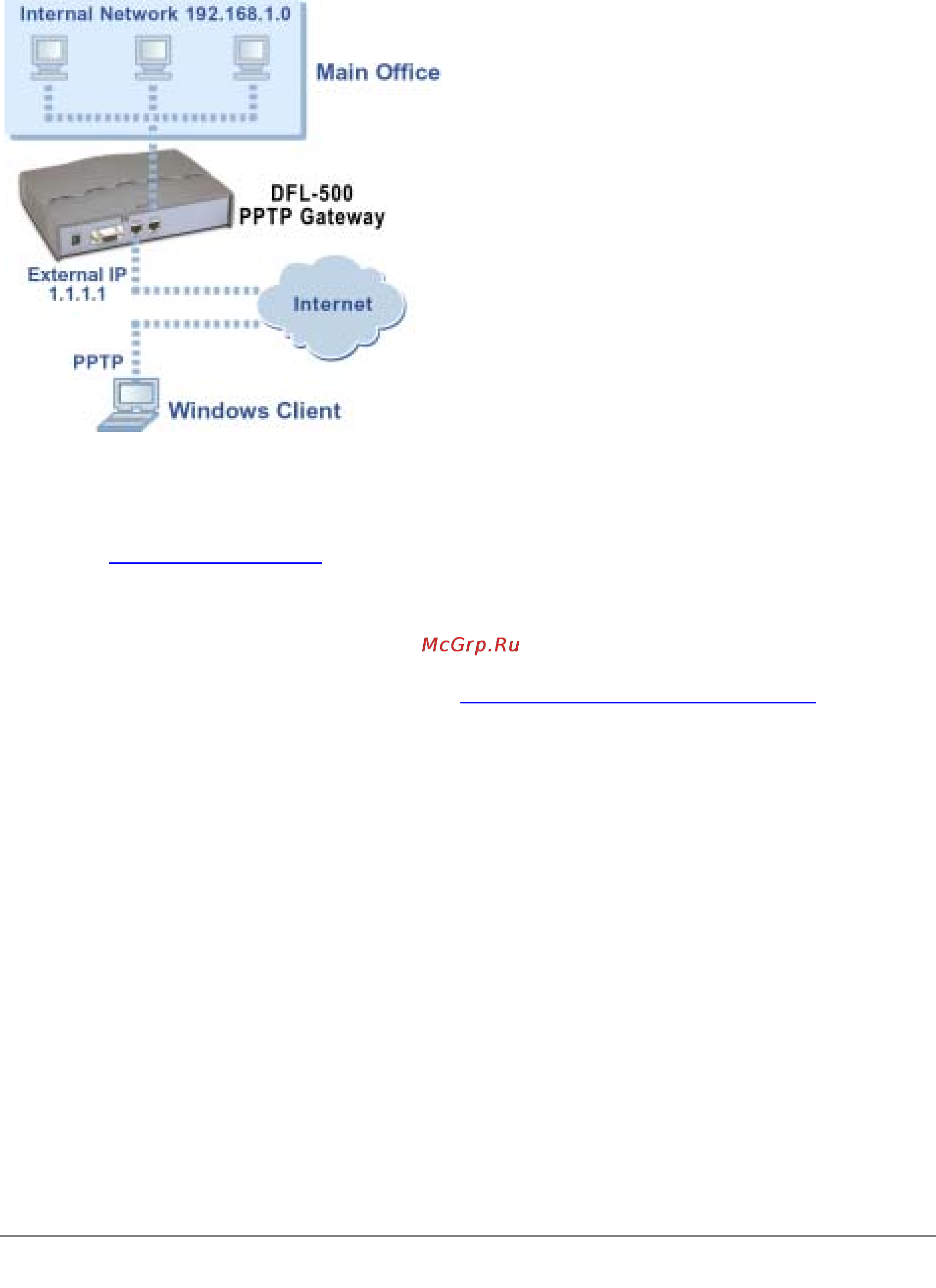 D-Link DFL-600 [67/122] Configuring the dfl 500 npg as a pptp gateway
