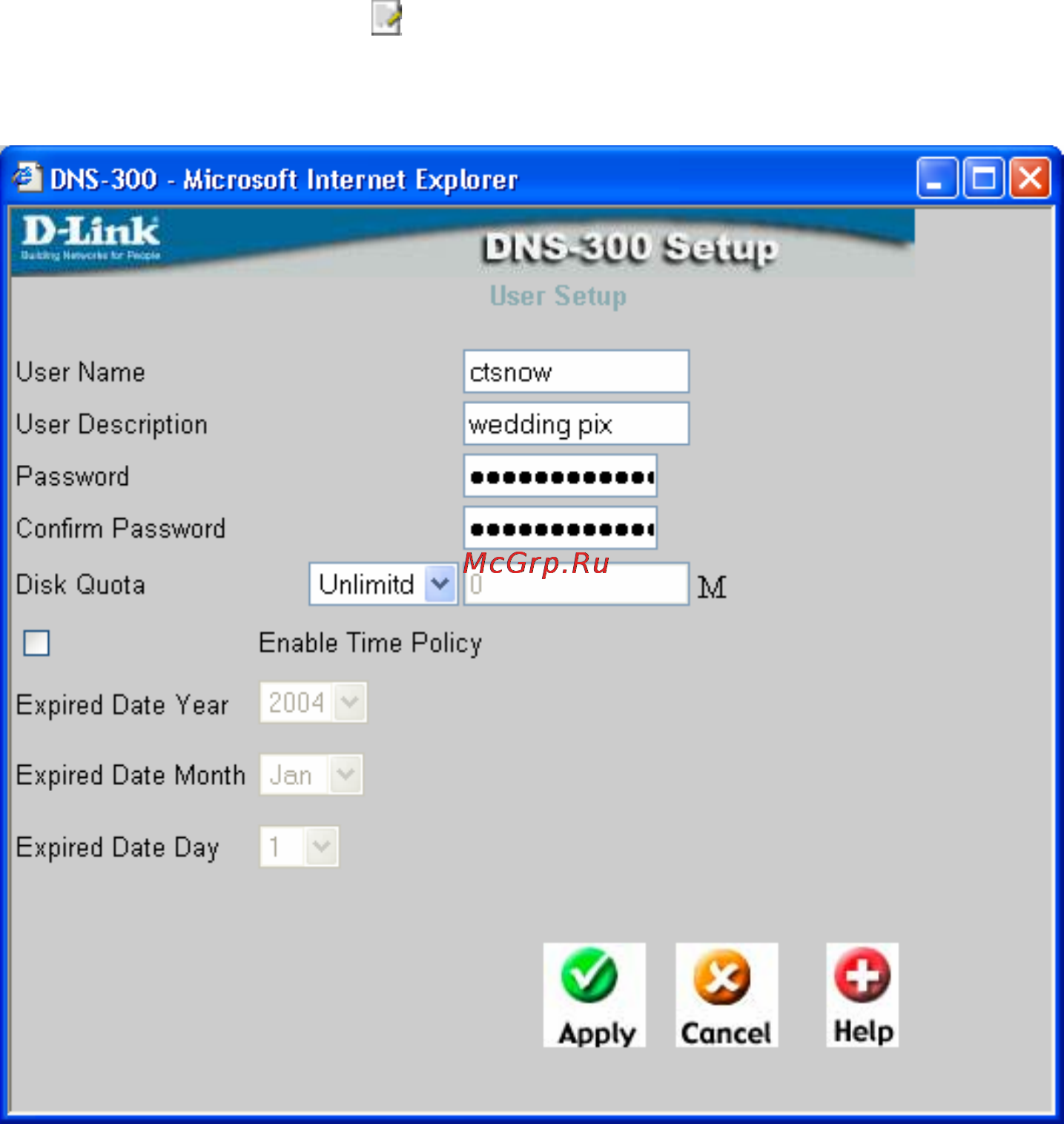 D-Link DNS-300 [33/70] Editing user information