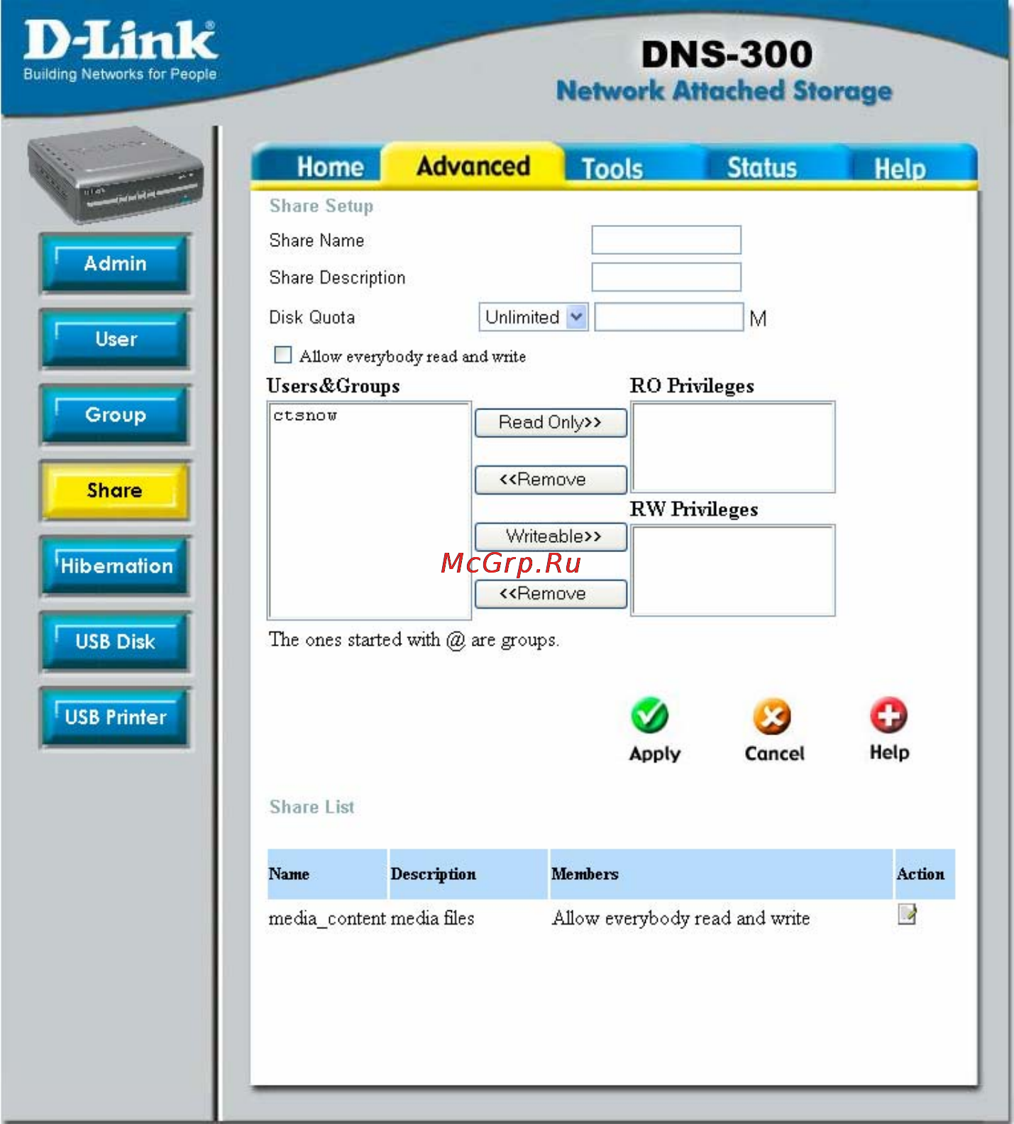 D-Link DNS-300 [38/70] Creating a new share
