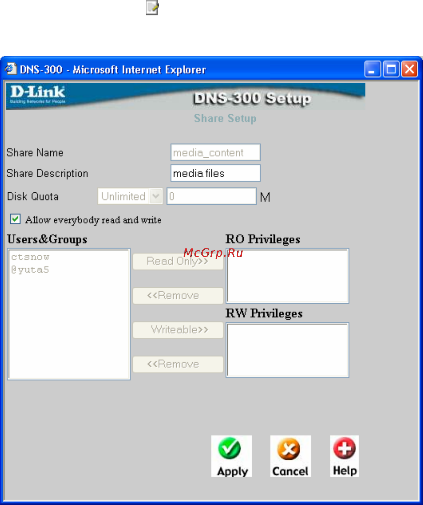 D-Link DNS-300 [40/70] Editing share information