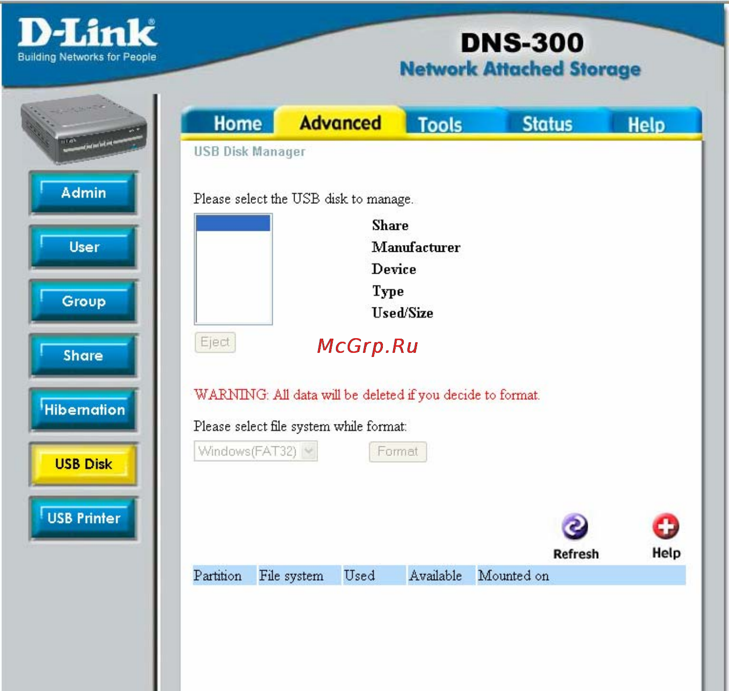 D-Link DNS-300 [43/70] Usb disk