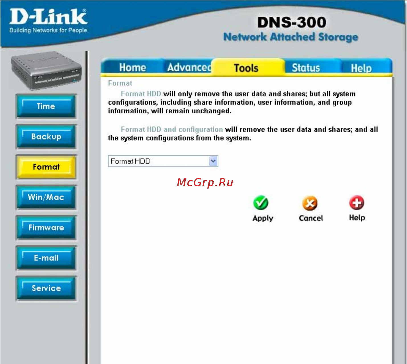 D-Link DNS-300 [53/70] Format hard drive