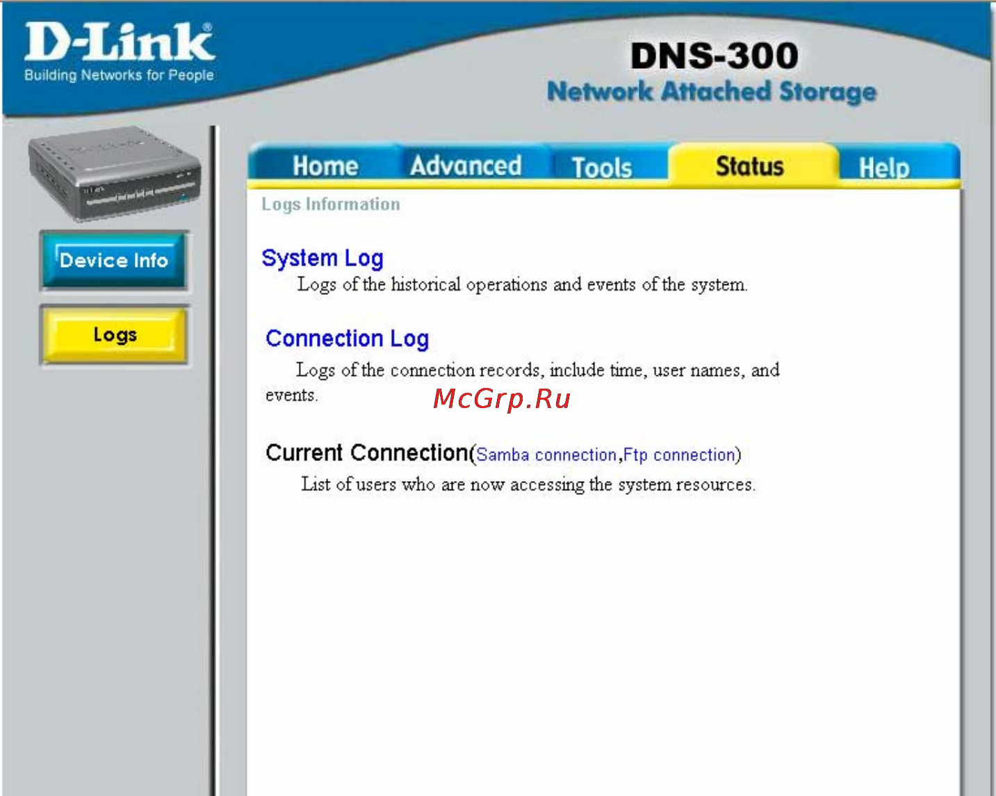D-Link DNS-300 [63/70] Warning