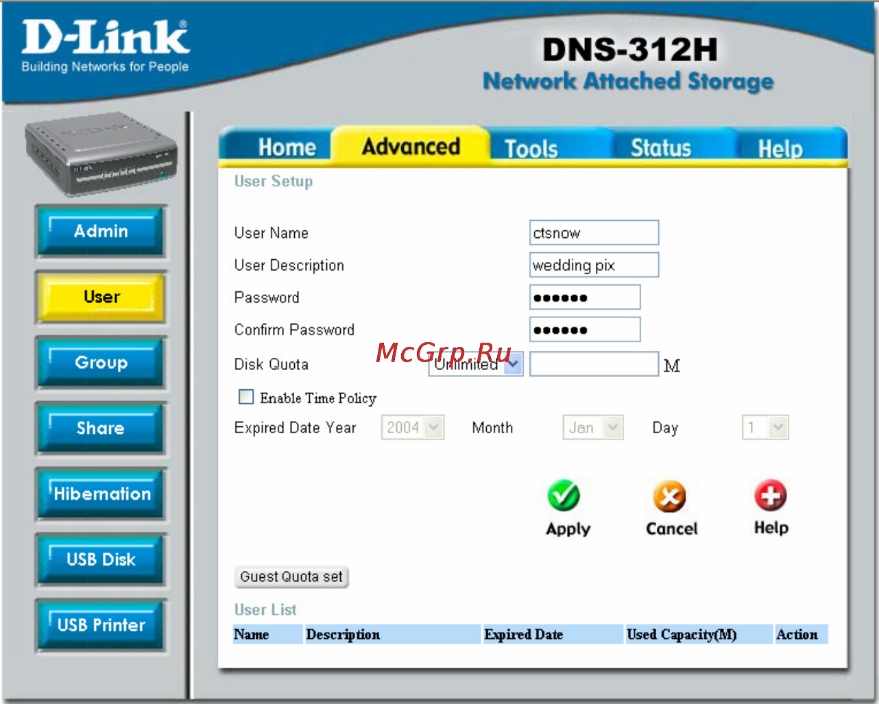 D-Link DNS-312H [27/66] Creating new user