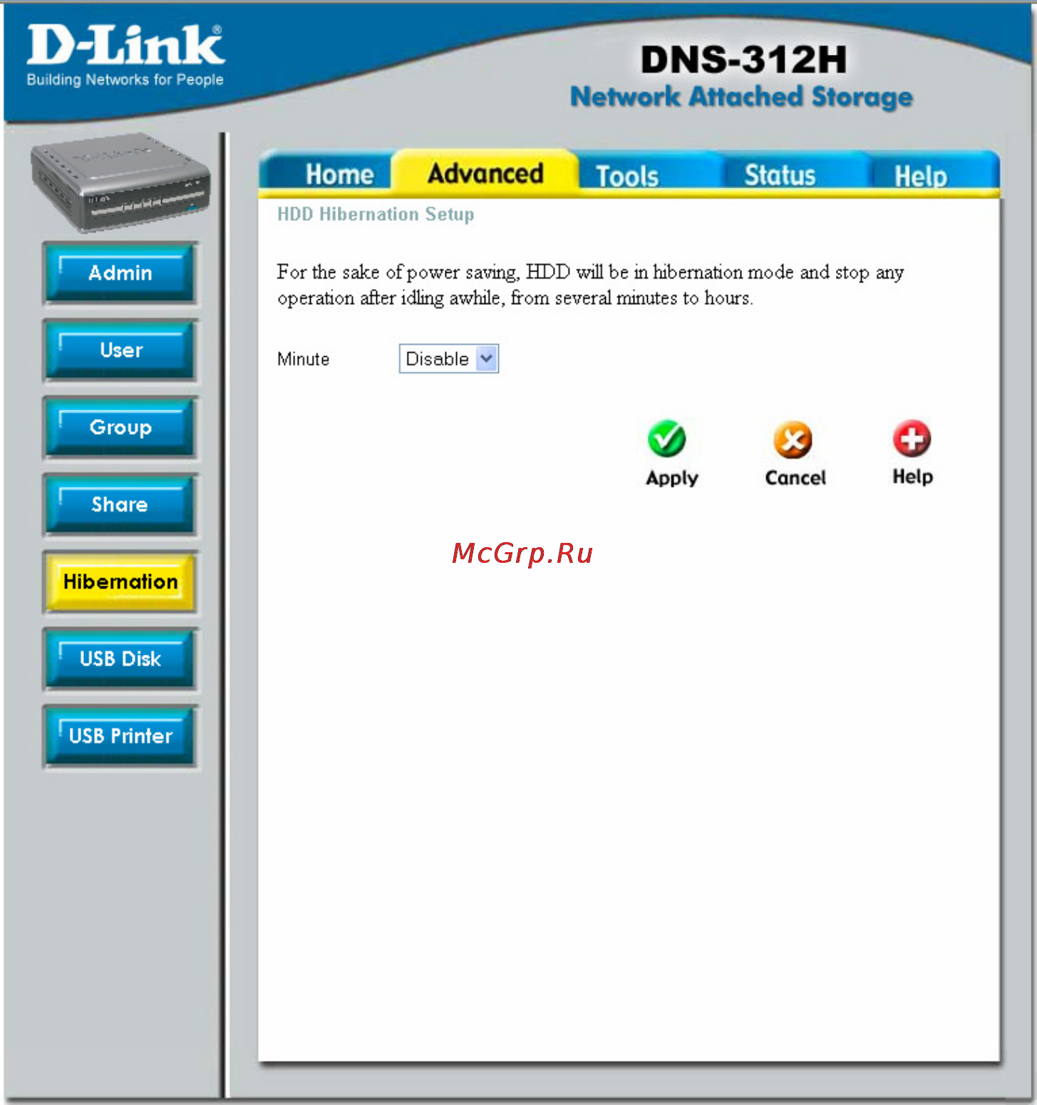 D-Link DNS-312H [38/66] Hard drive hibernation