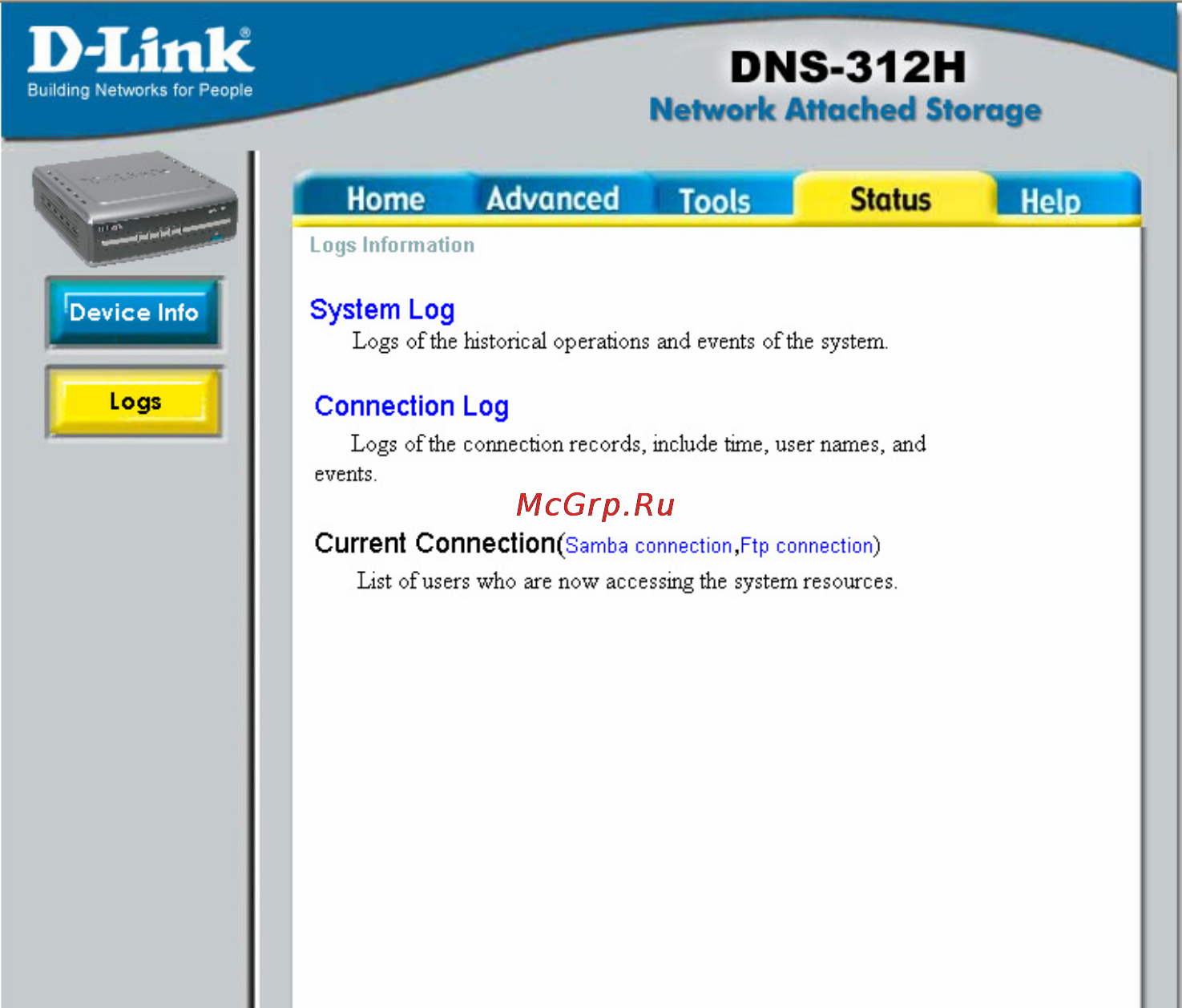 D-Link DNS-312H [58/66] Warning