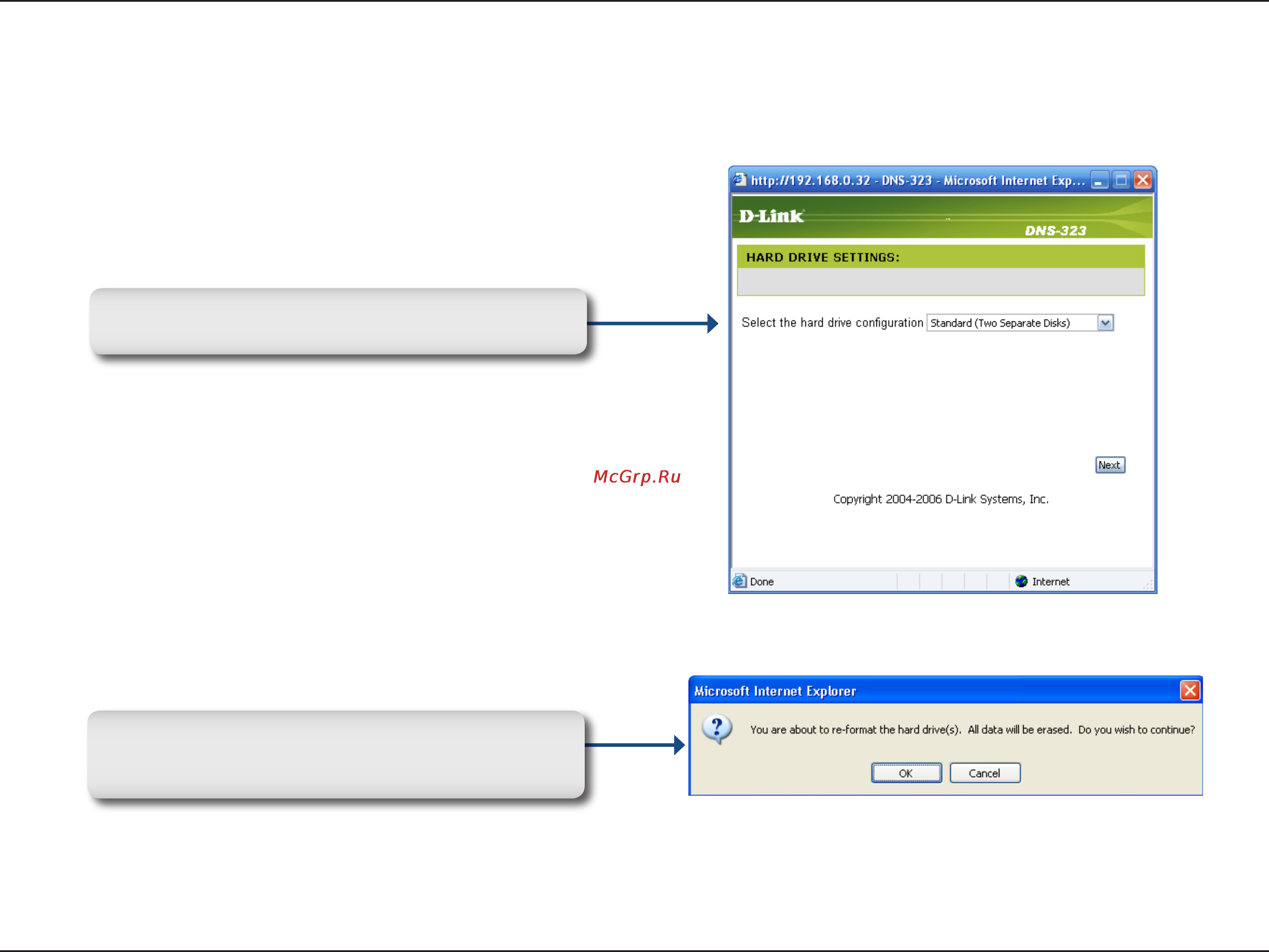 D-Link DNS-323 [14/70] When prompted to configure the hard drive settings