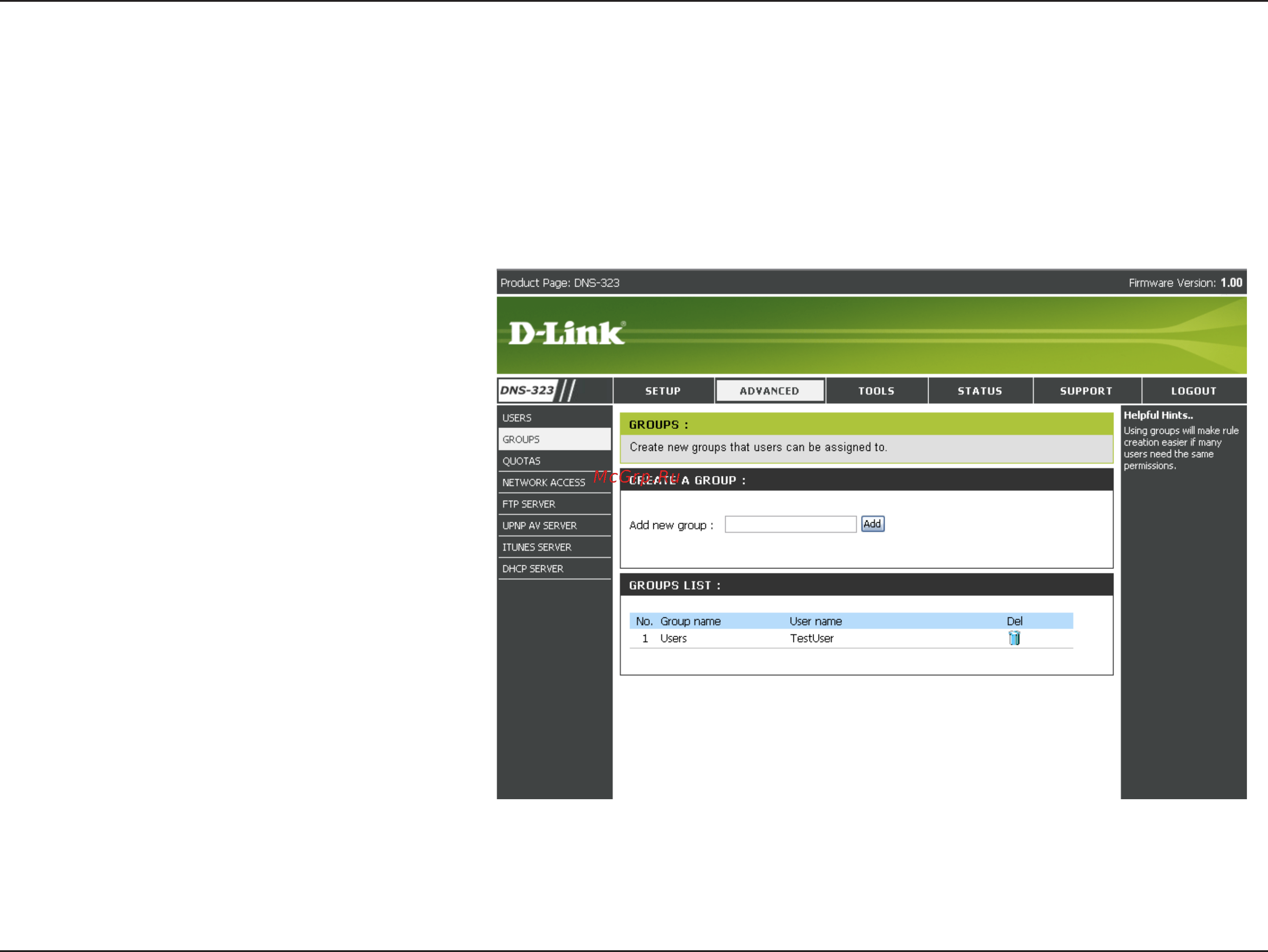 D-Link DNS-323 [25/70] Groups