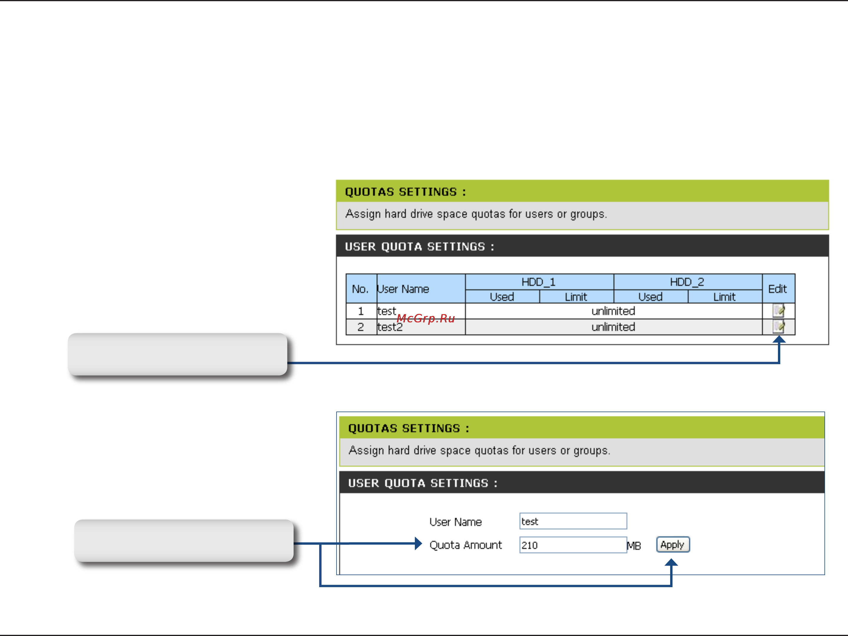 D-Link DNS-323 [27/70] Configuring quotas
