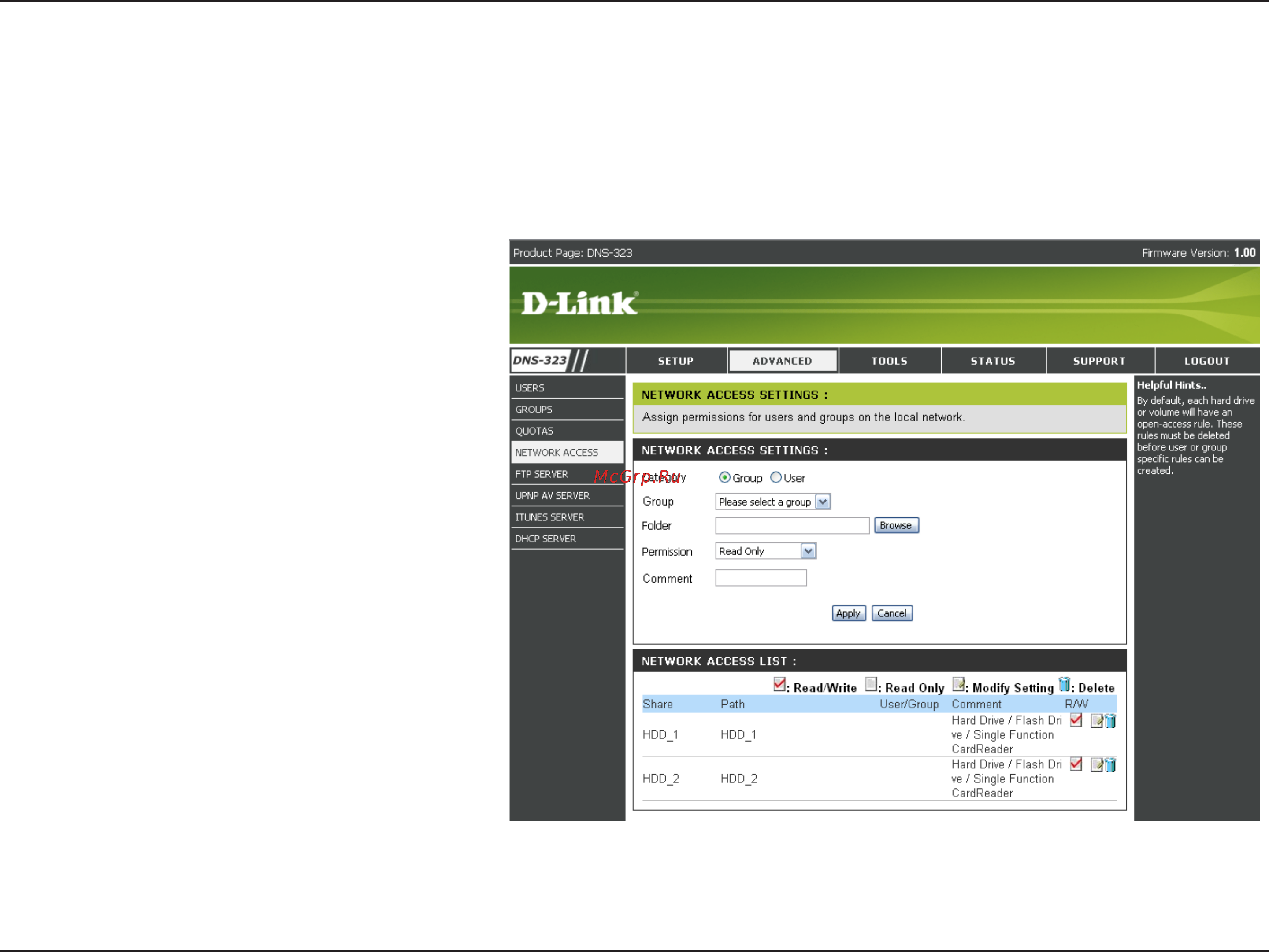 D-Link DNS-323 [29/70] Network access