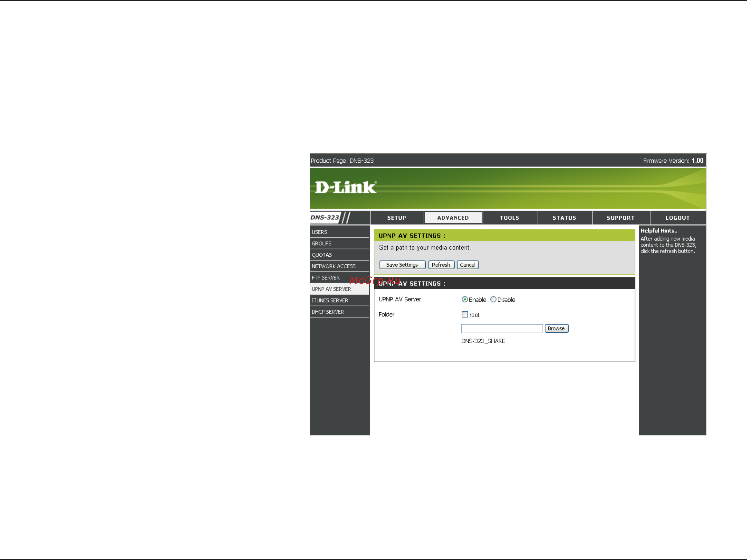 D-Link DNS-323 [33/70] Upnp av server