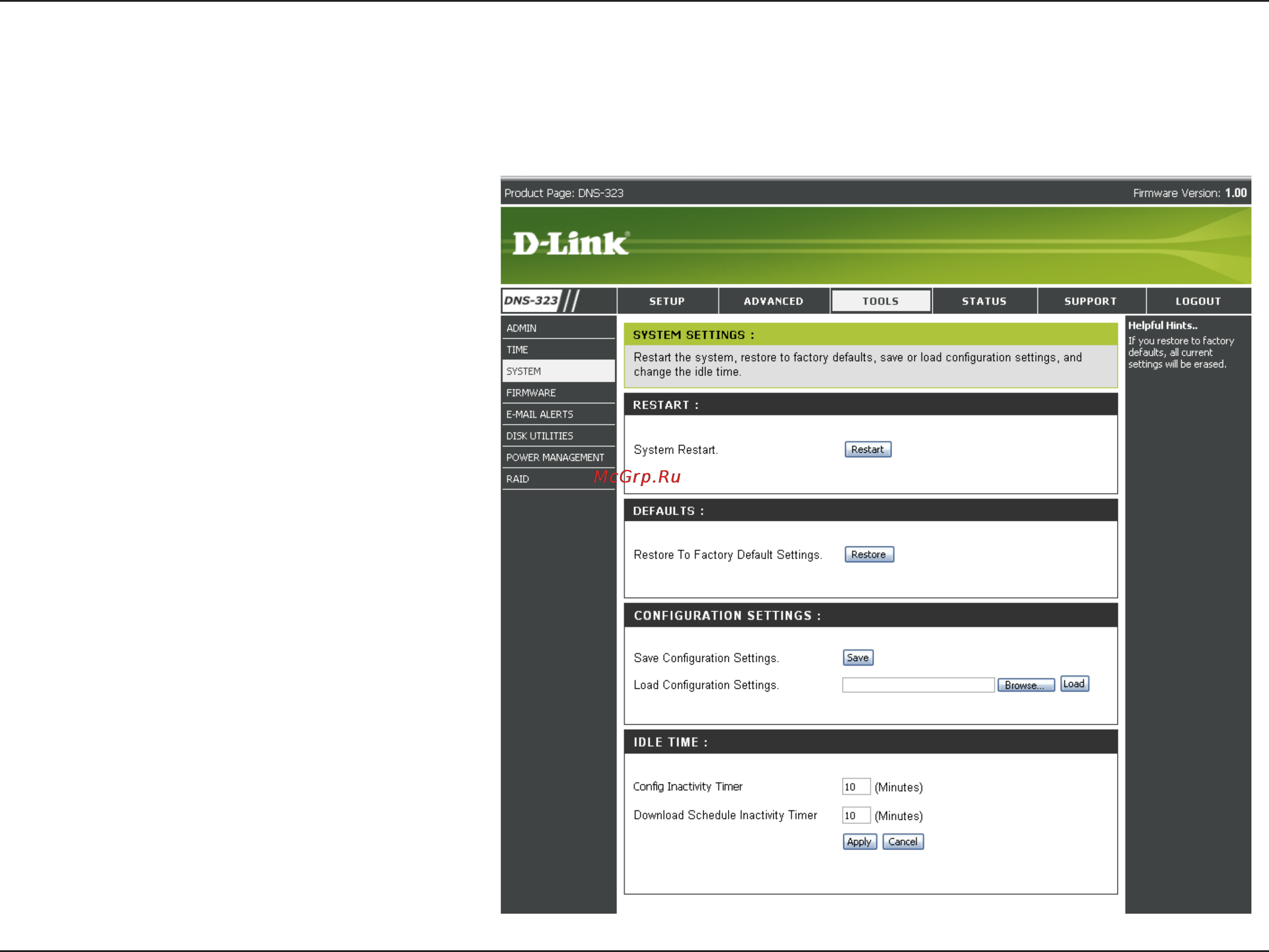 D-Link DNS-323 [39/70] System