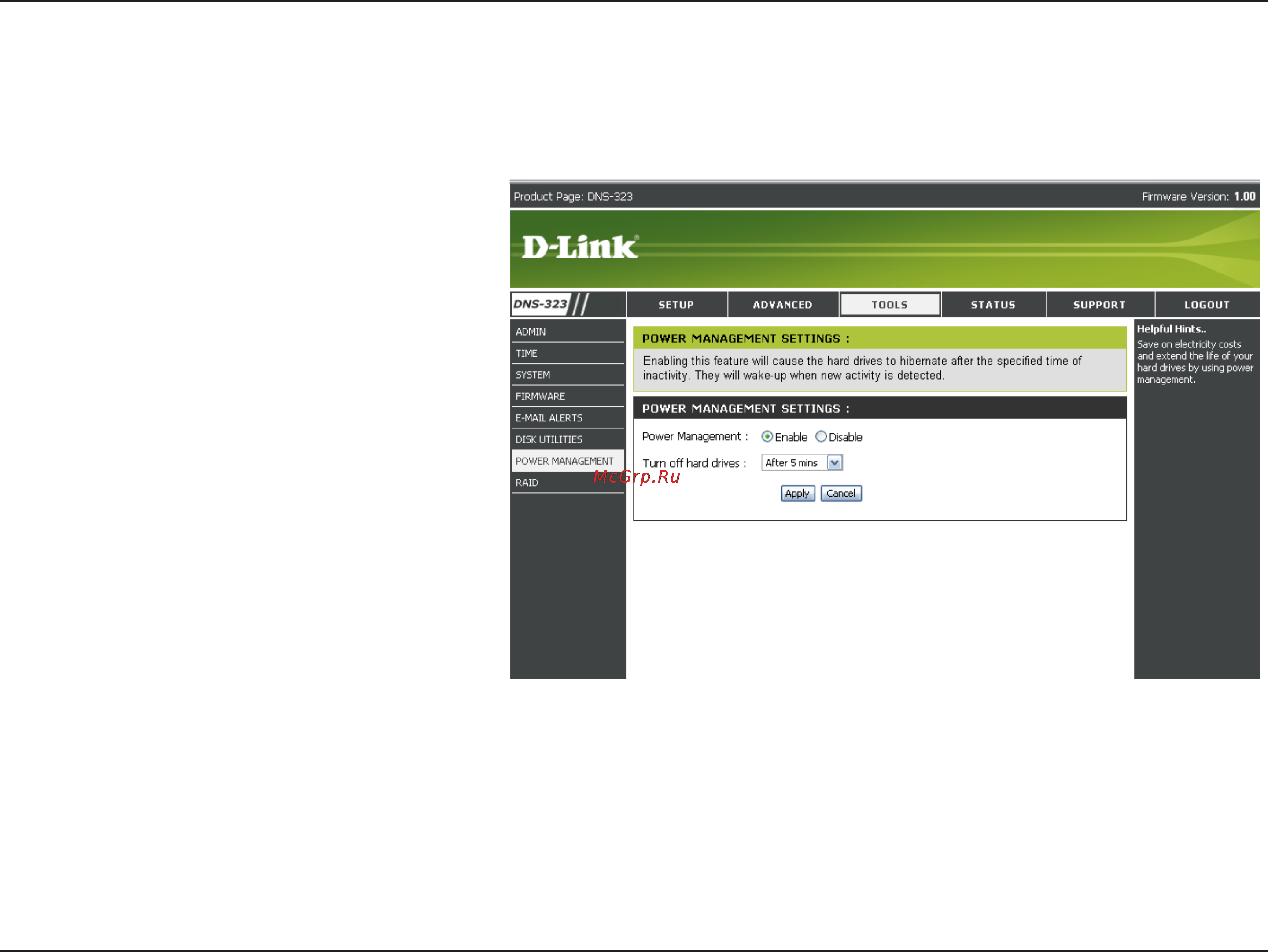 D-Link DNS-323 [45/70] Power management