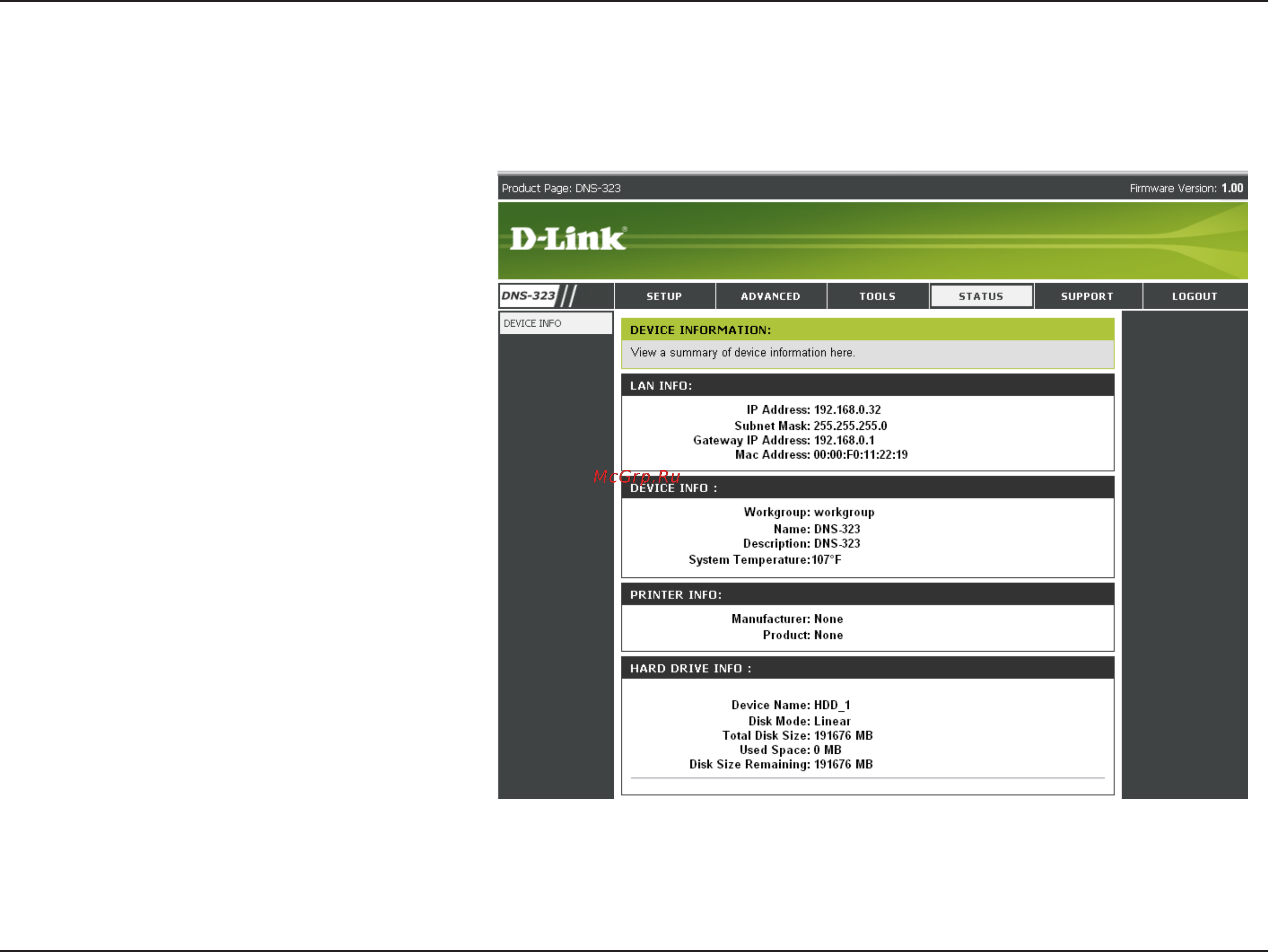 D-Link DNS-323 [48/70] Status
