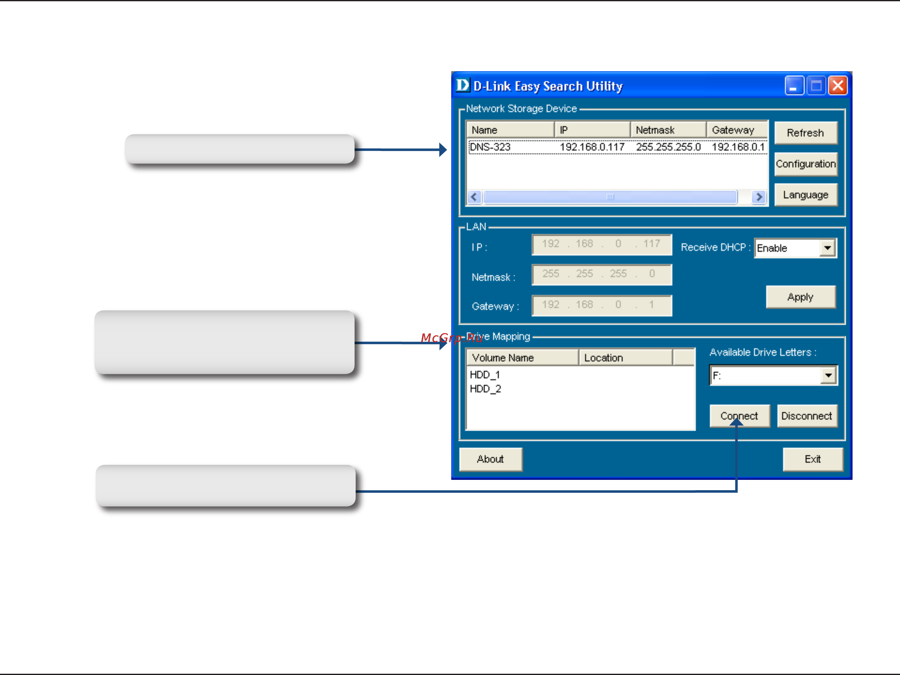 D-Link DNS-323 [51/70] If the dns 323 you are working with does not show up in the device list click refresh