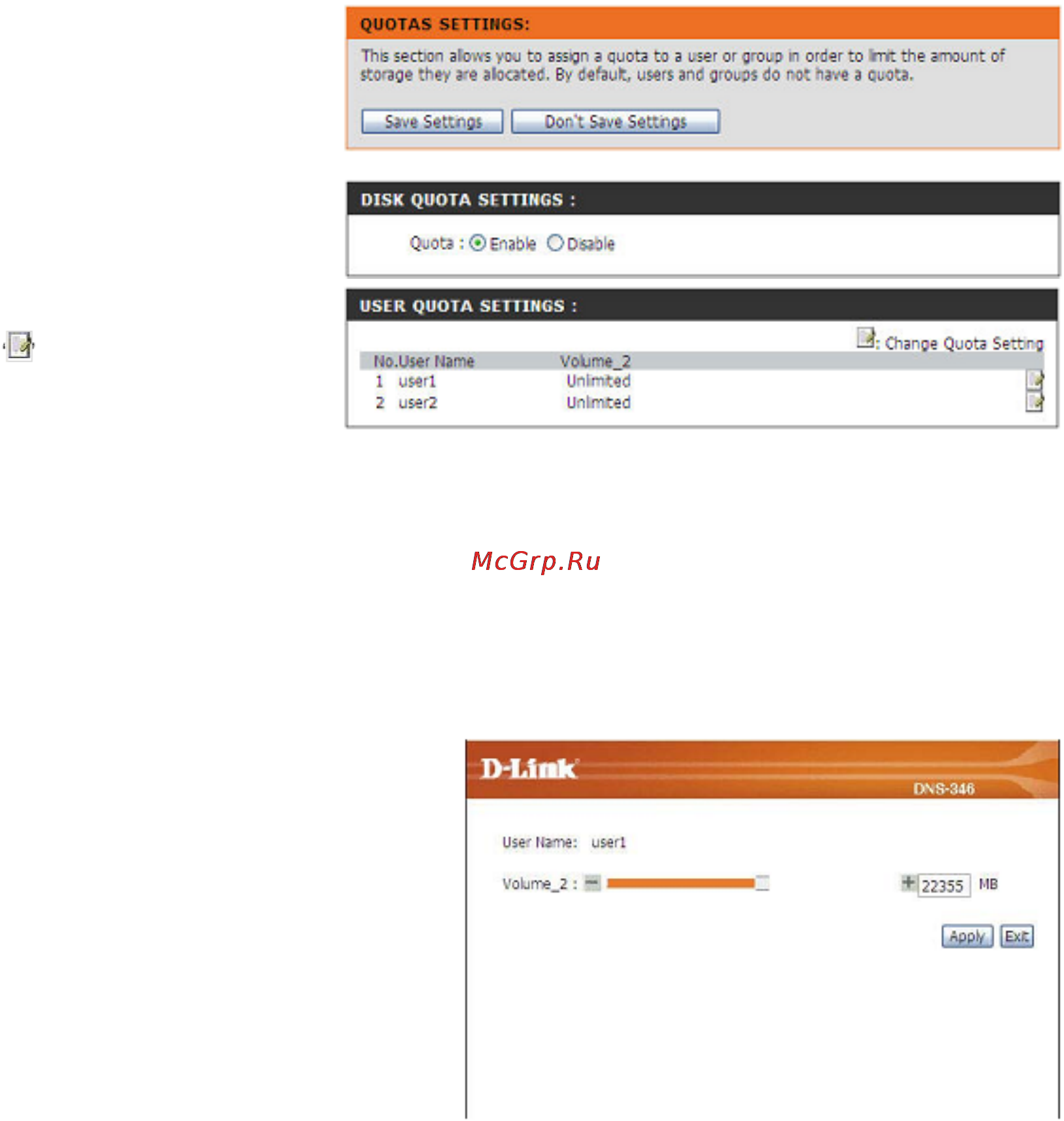 D-Link DNS-346 [38/88] Quotas квоты