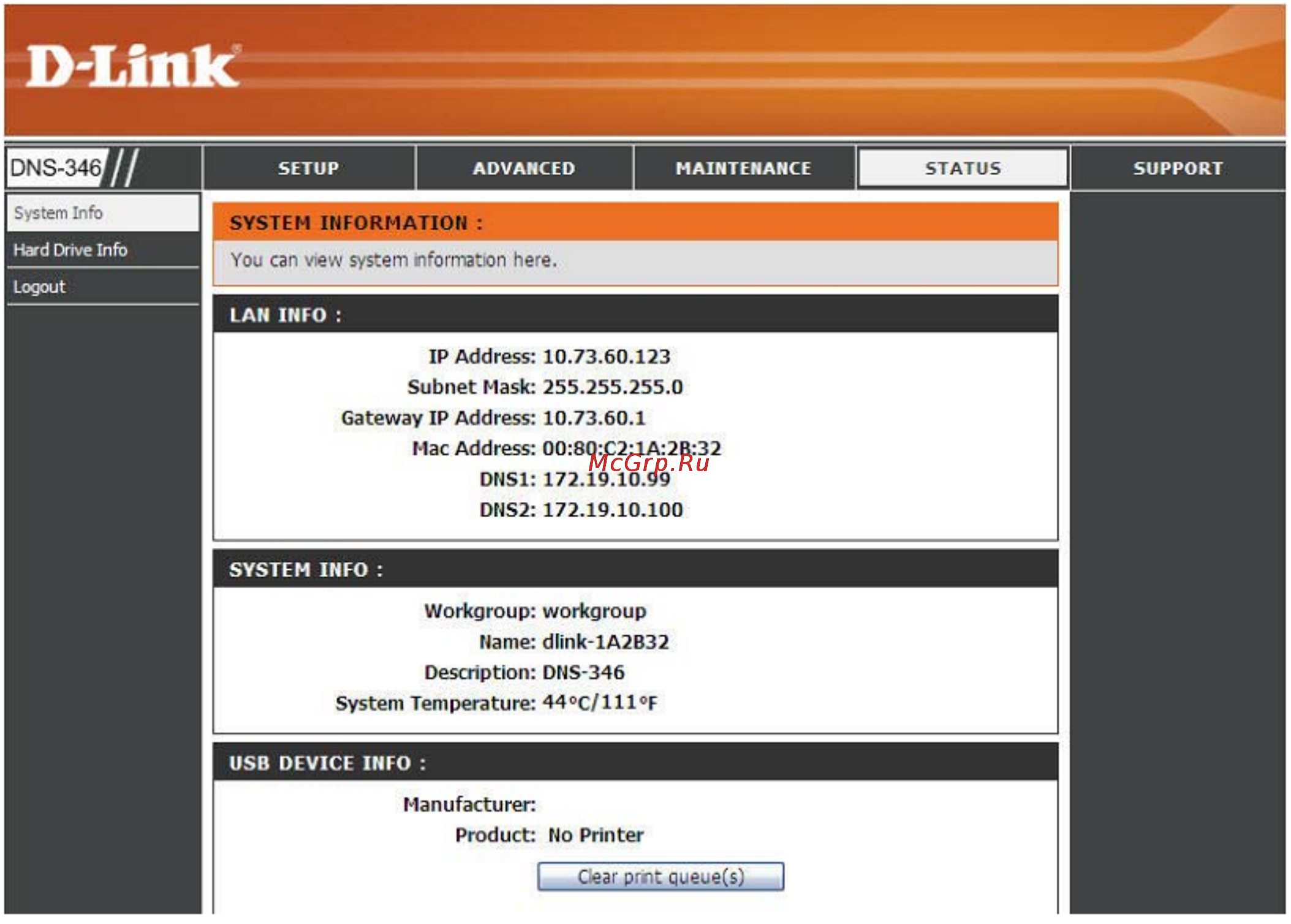 D-Link DNS-346 [64/88] Status статус