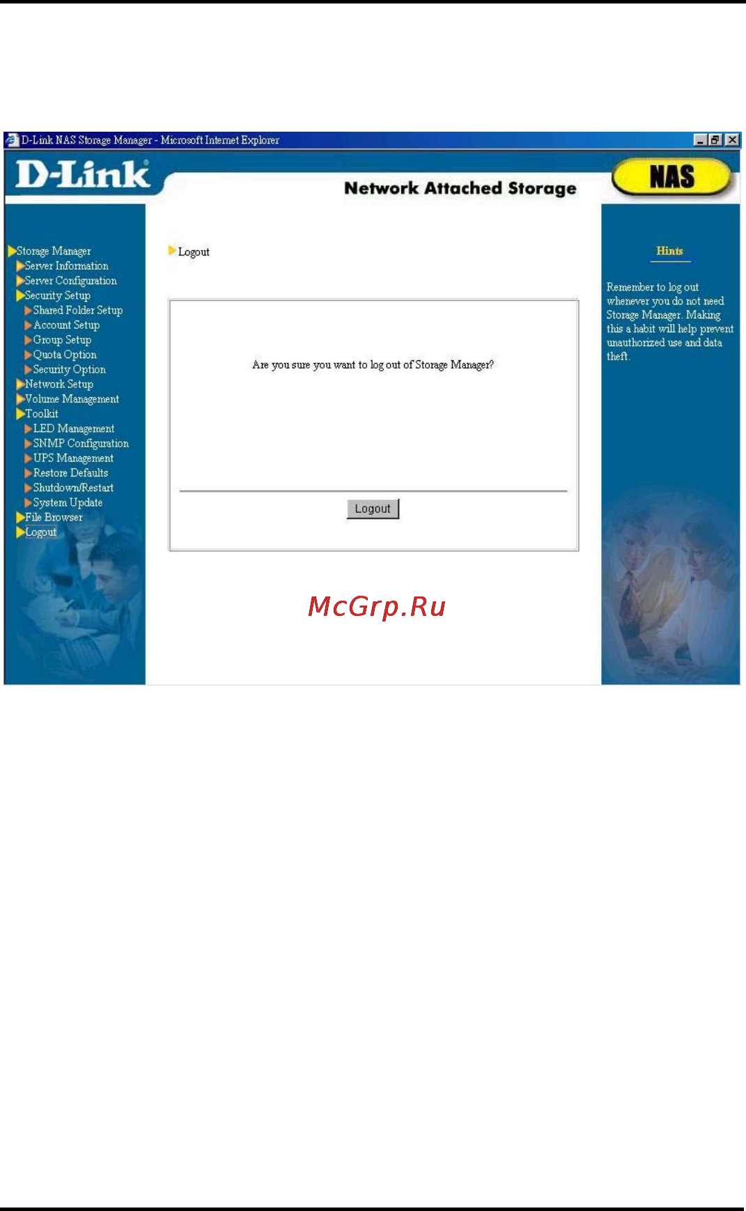 D-Link DNS-6040 [103/185] Logout