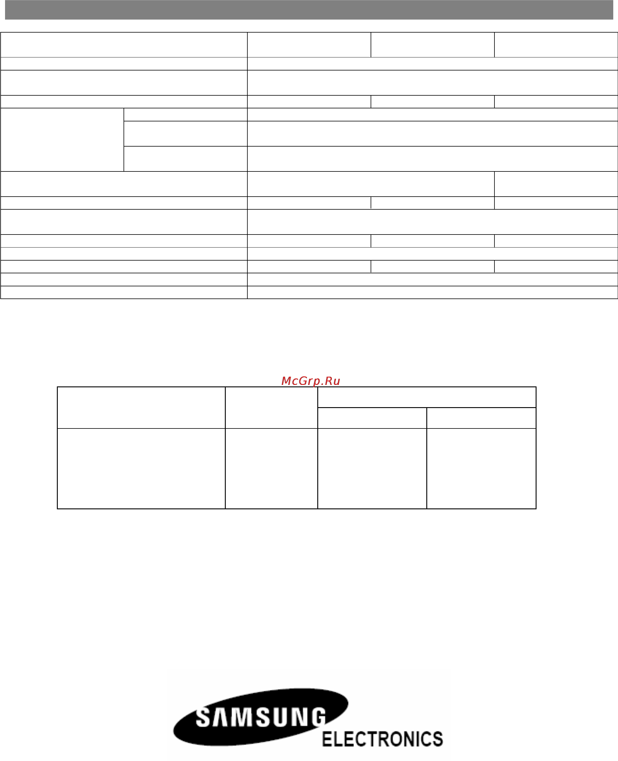 Samsung RS20BR** [18/19] Технические характеристики