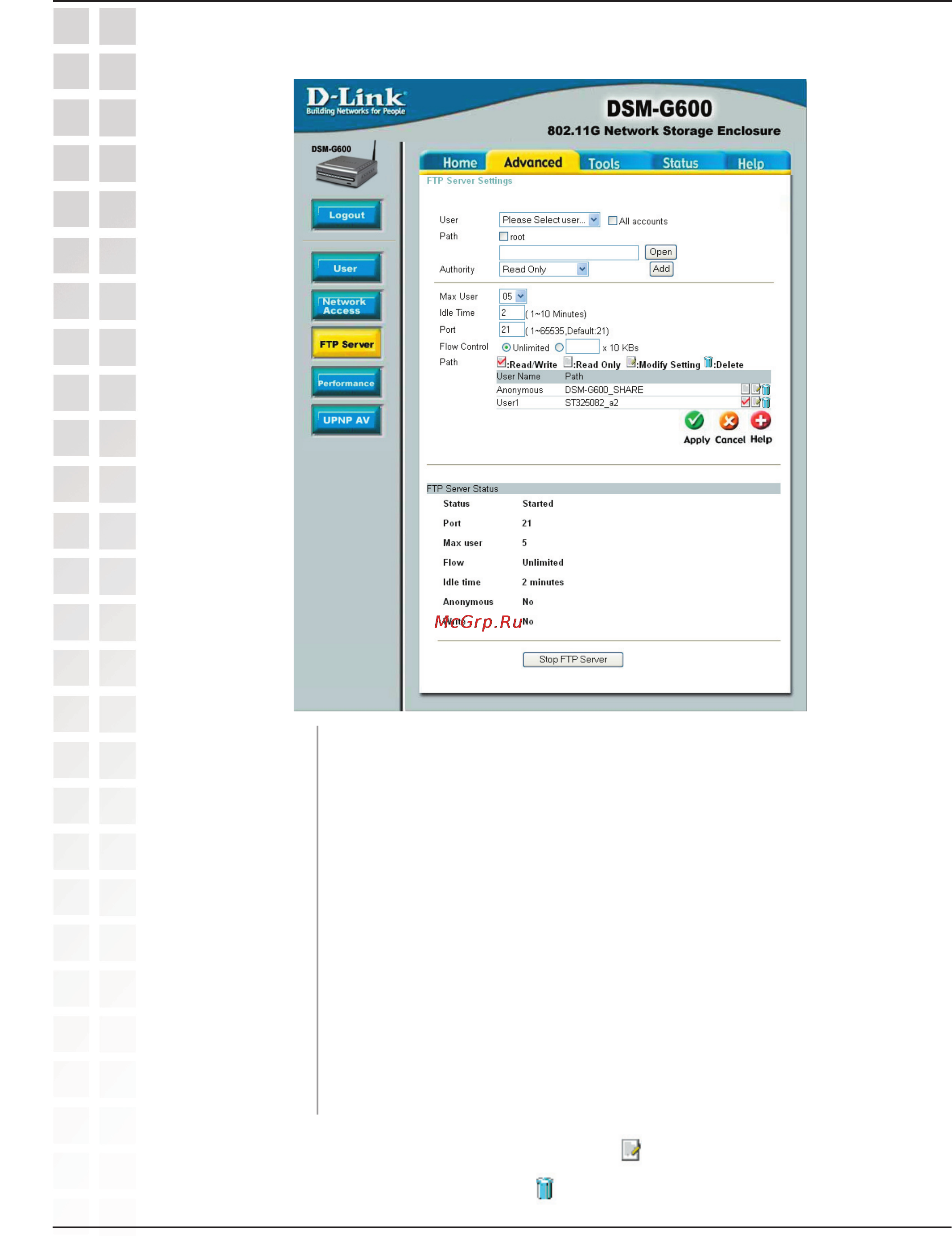 D-Link DSM-G600 [43/74] Ftp server continued