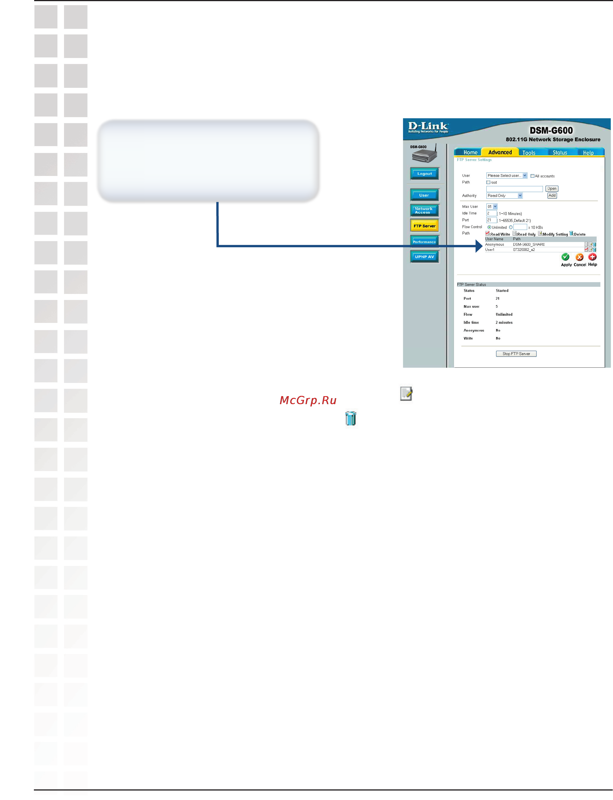 D-Link DSM-G600 [45/74] Ftp server continued