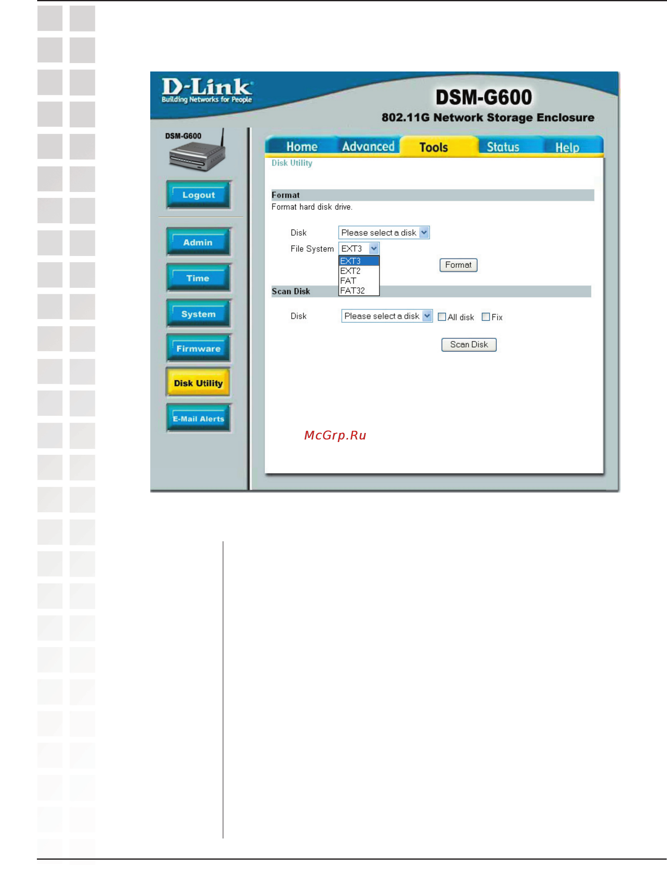 D-Link DSM-G600 [52/74] Disk utility