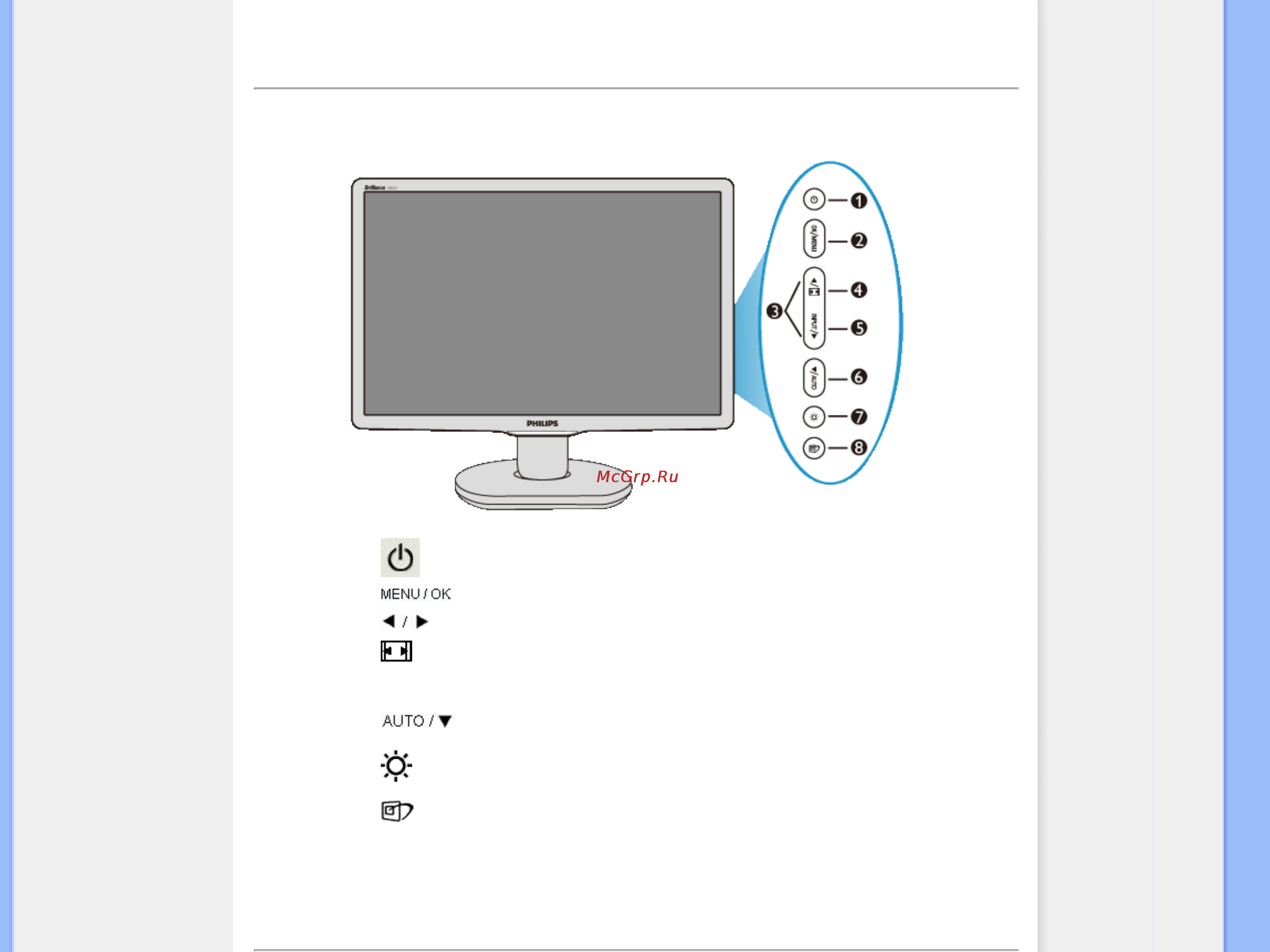 Philips 190C1SB [69/120] Писание монитора вид спереди
