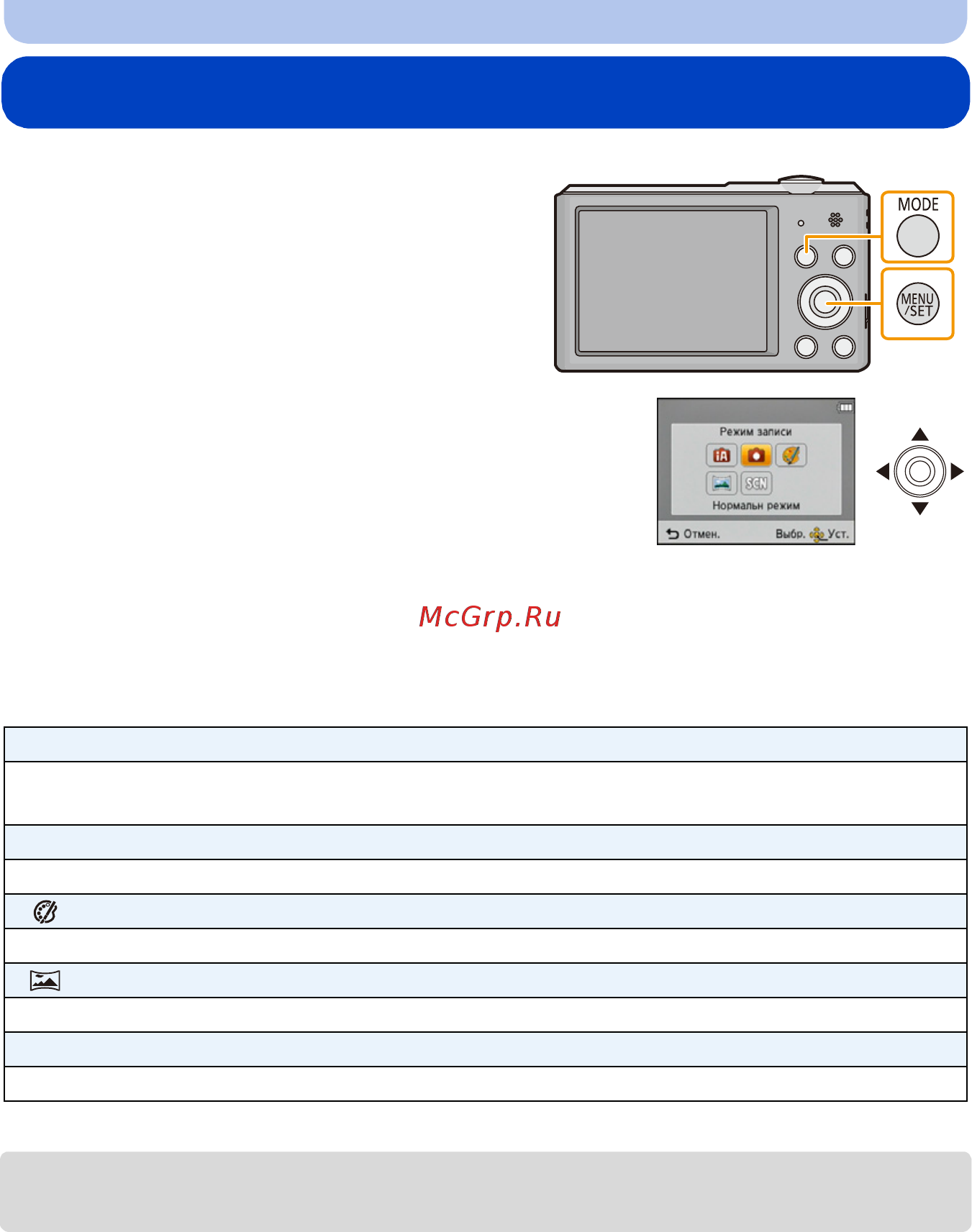 Panasonic DMC-SZ3EE-K [23/128] Выбор режима записи