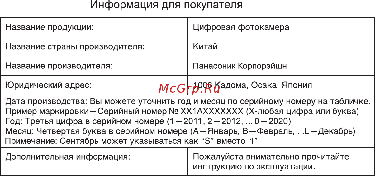 Panasonic DMC-G5KEE-S Sliver Инструкция по эксплуатации онлайн [47/48] 74093