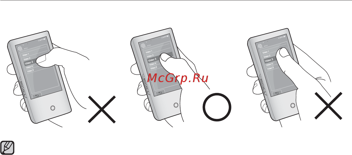 Samsung YP-P2Q R (2Gb) red [16/104] Использование сенсорного экрана
