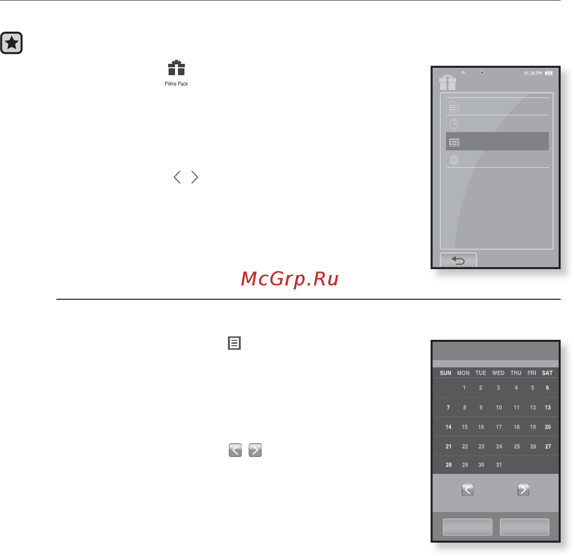 Samsung P2AB(4Gb) [88/104] Просмотр календаря