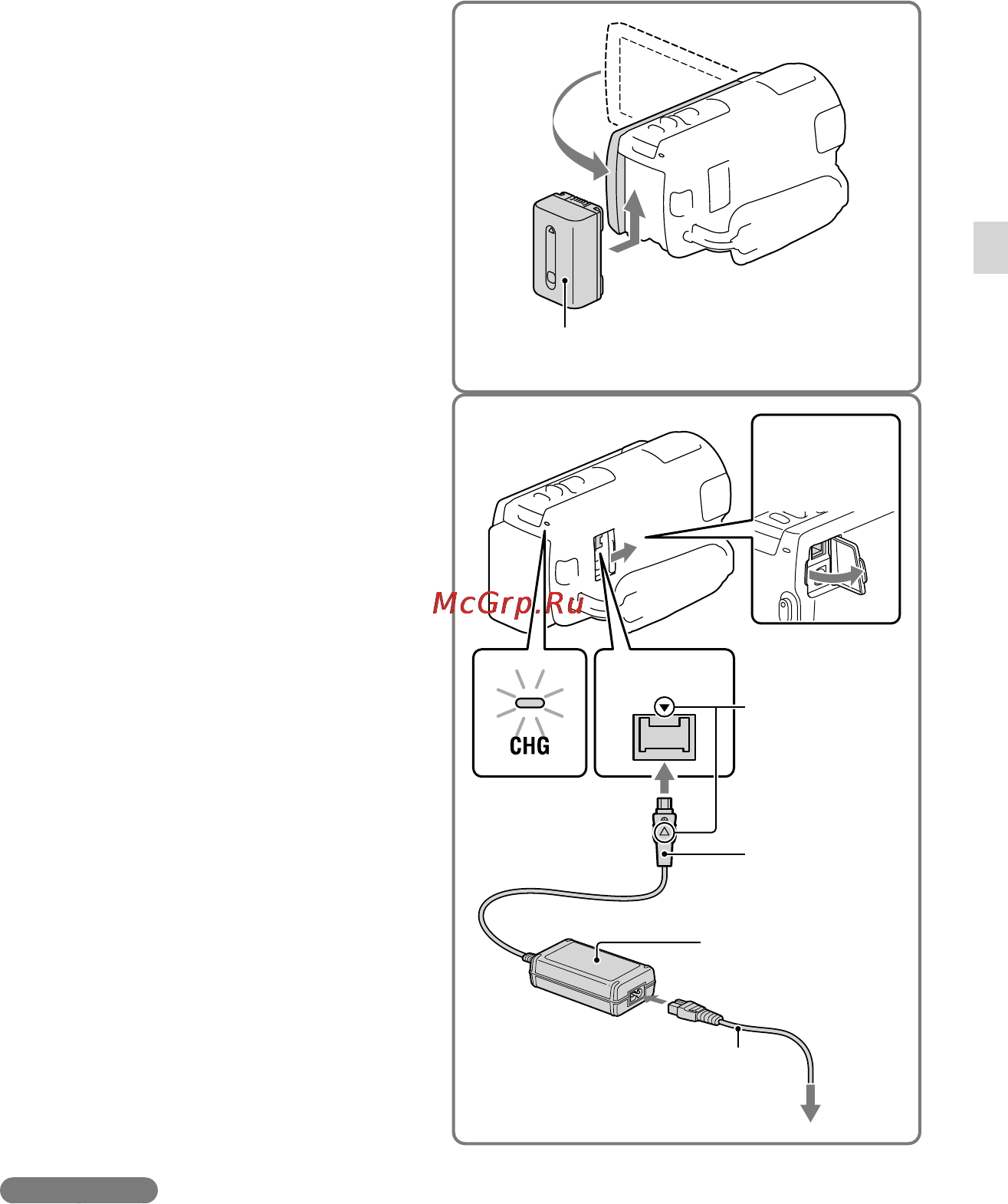 Sony HDR-PJ600E (VE) [17/211] Закройте экран lcd и подключите аккумуляторную батарею