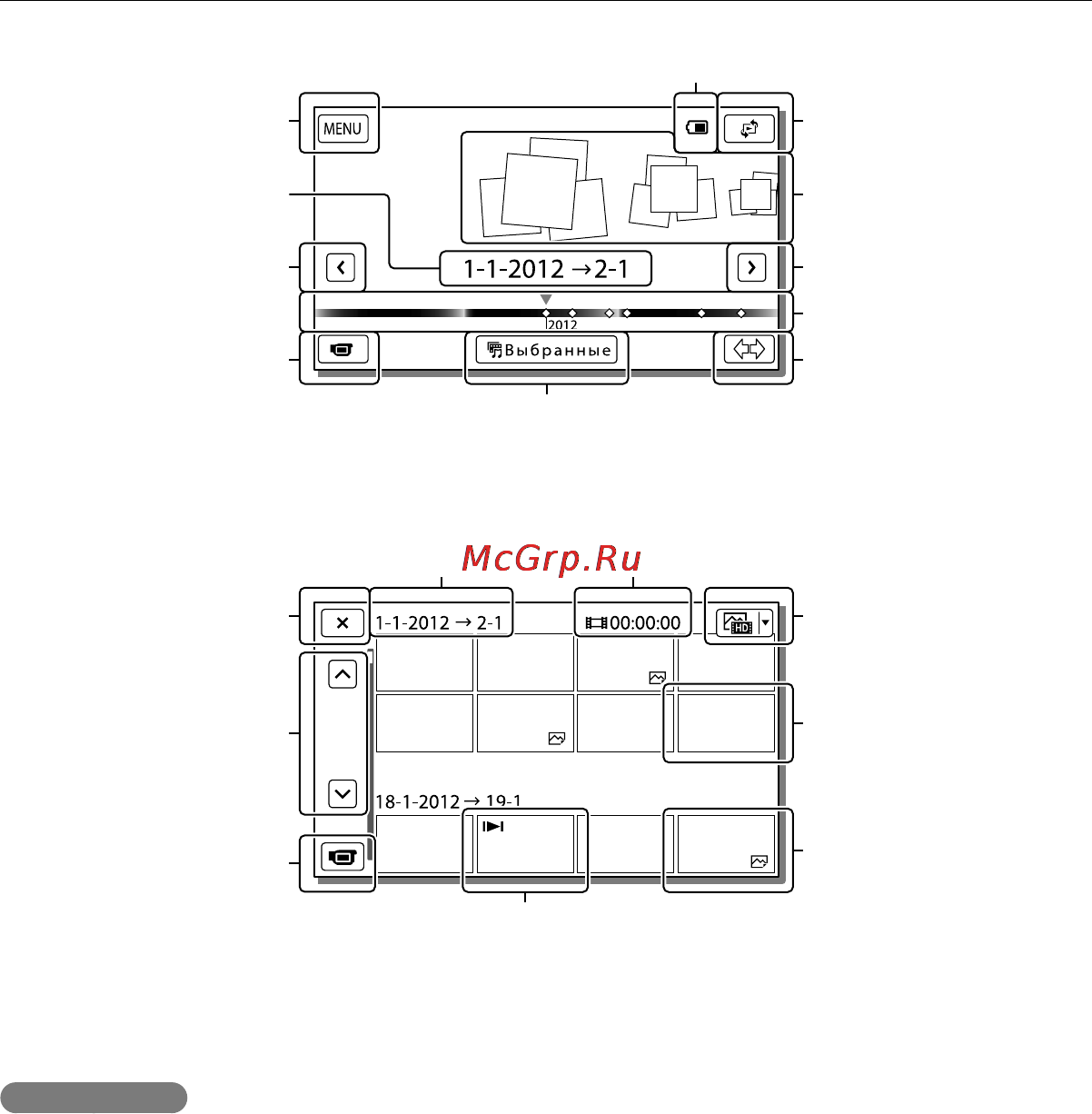 Sony HDR-CX580VE Black [32/211] Отображение на дисплее экрана просмотра события