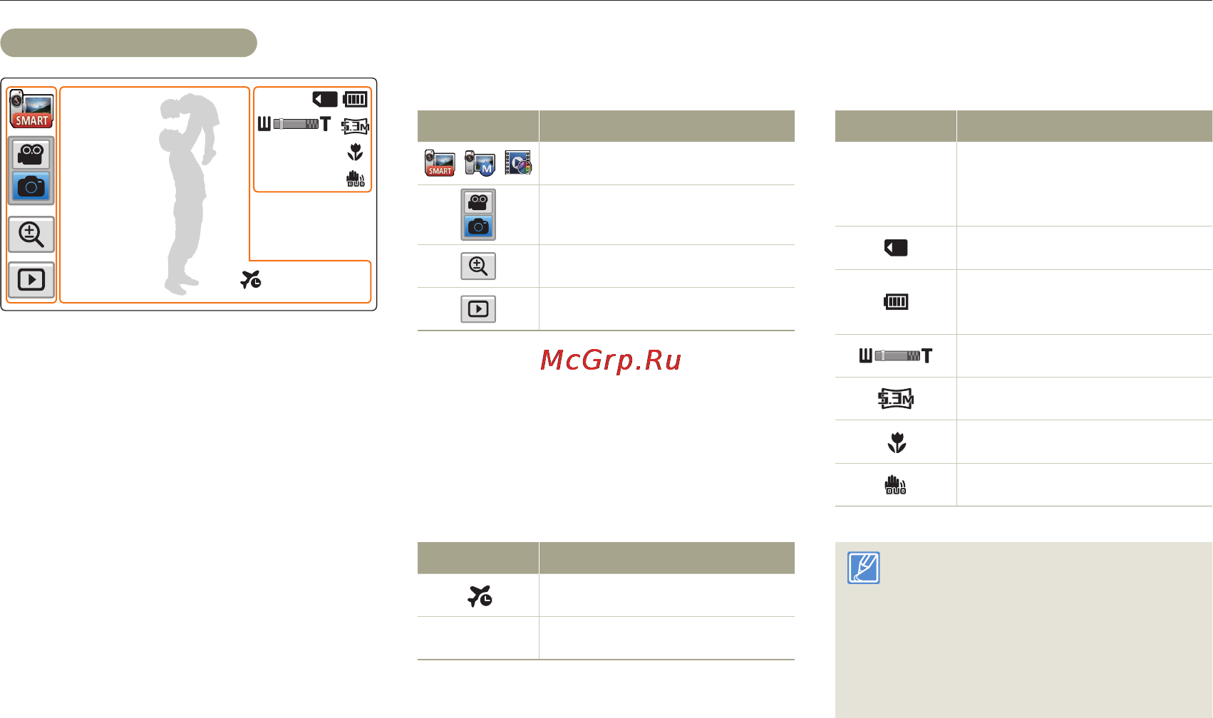 Samsung HMX-QF30 BP/XER [31/129] Изучение значков