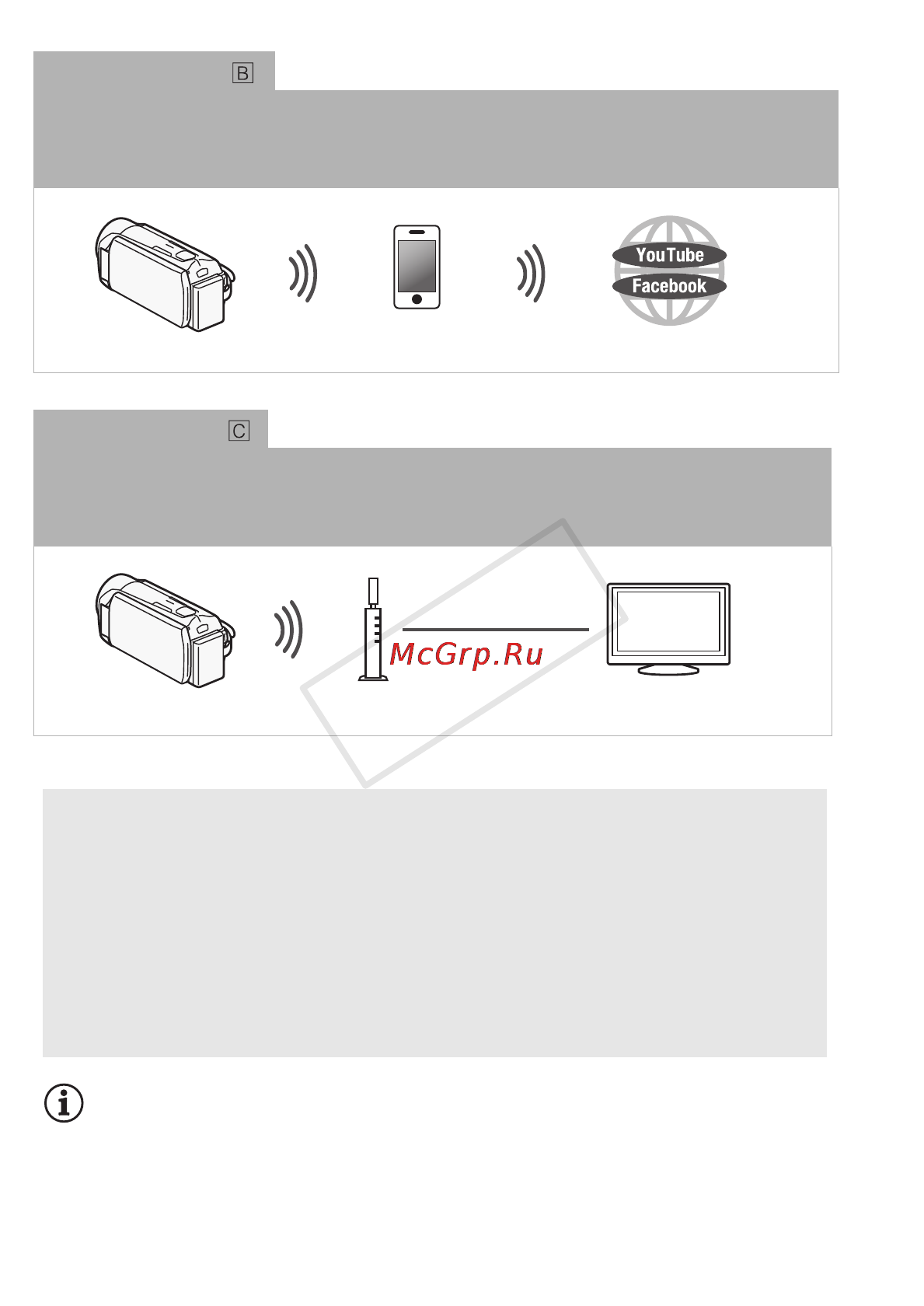 Canon LEGRIA R306 [158/242] На время использования функций wi fi функция автоматического выключения питания видеокамеры отключается