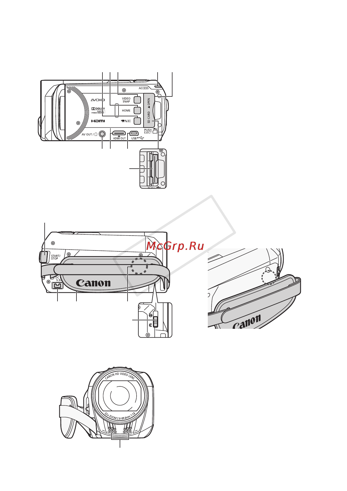 Canon LEGRIA R306 [17/242] Названия компонентов